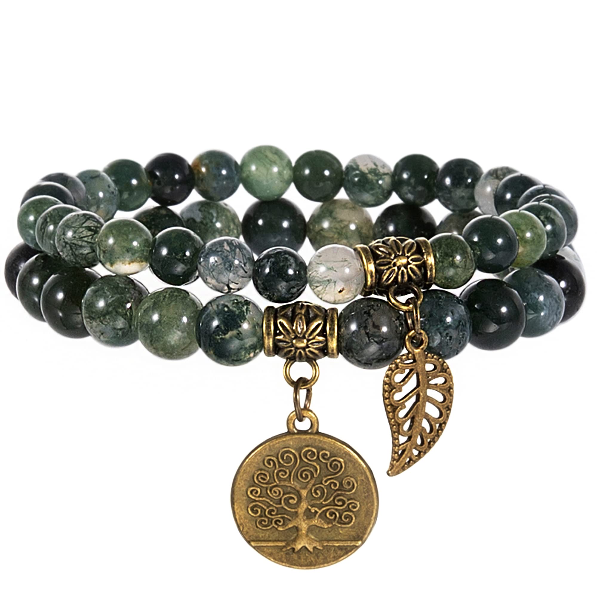 Moss Agate Healing Crystal Bracelet-Calming