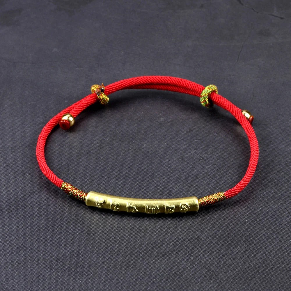 Handmade Red String Bracelet Mantra Prayer Bracelet