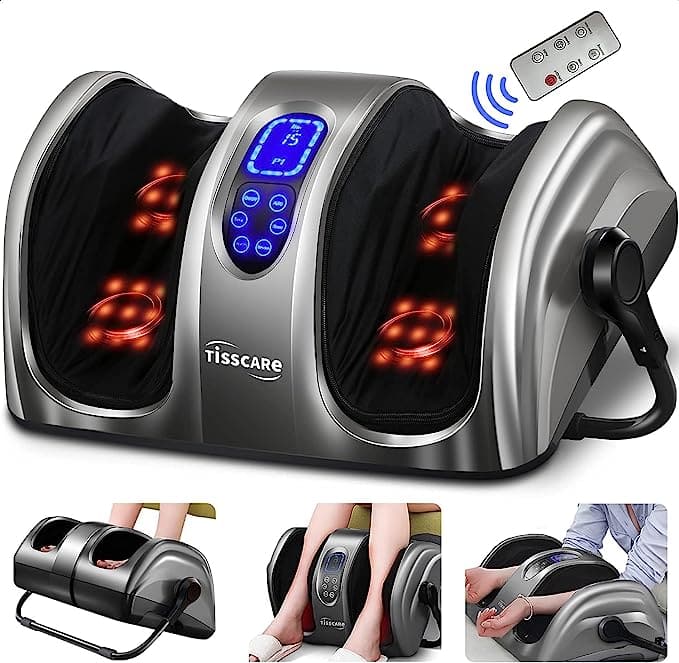 TISSCARE Foot Massager-Shiatsu Foot Massage Machine w/Heat & Remote 5-in-1 Reflexology System