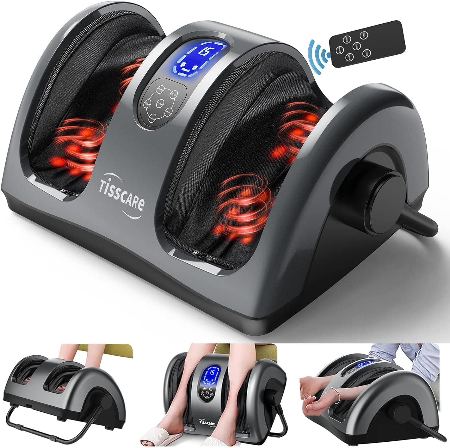 TISSCARE Shiatsu Foot Massager with Deep Kneading Heat Therapy