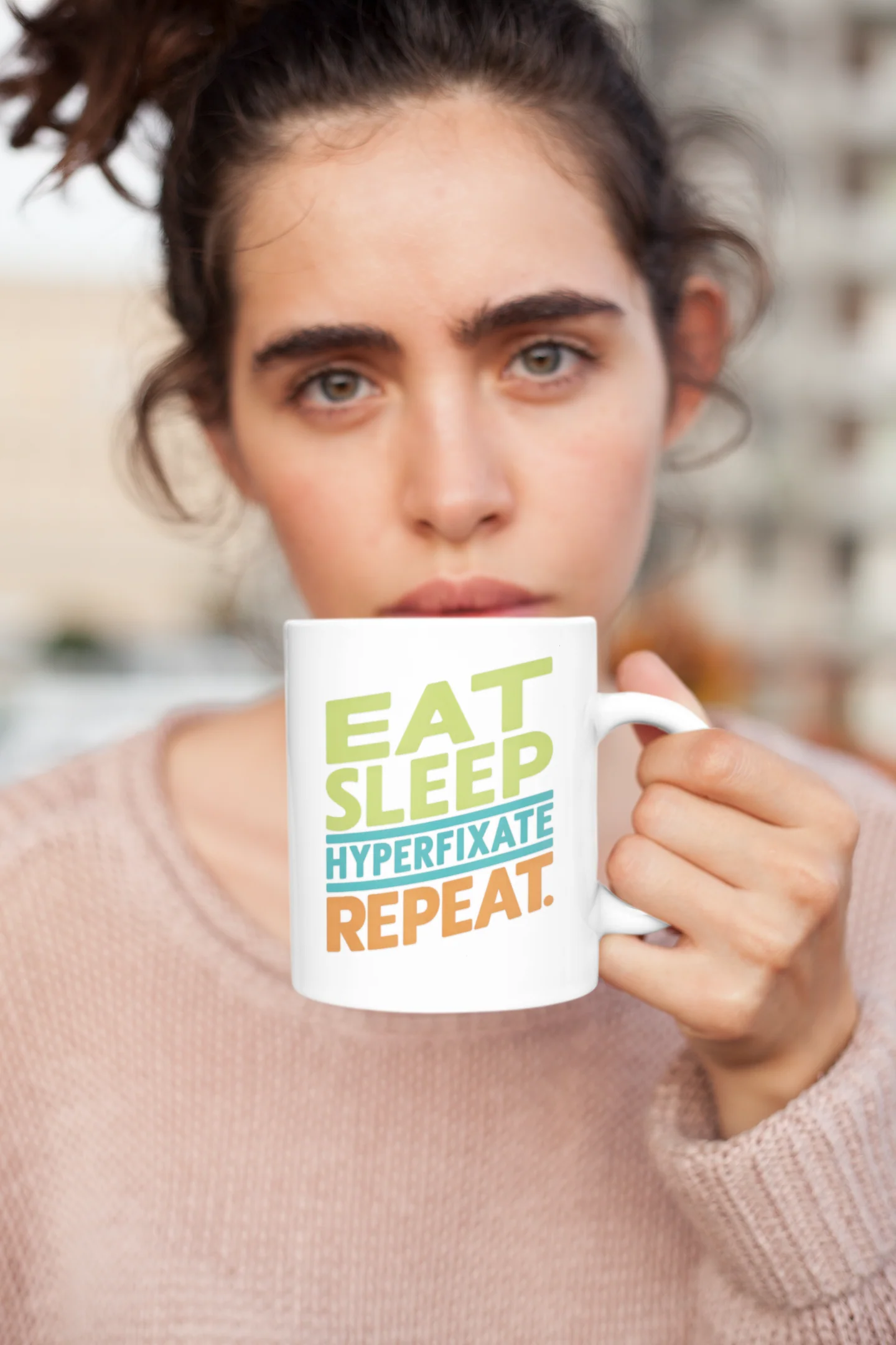 Eat-Sleep-Hyperfixate-Repeat, Neurodivergent Awareness White 11oz Ceramic Mug