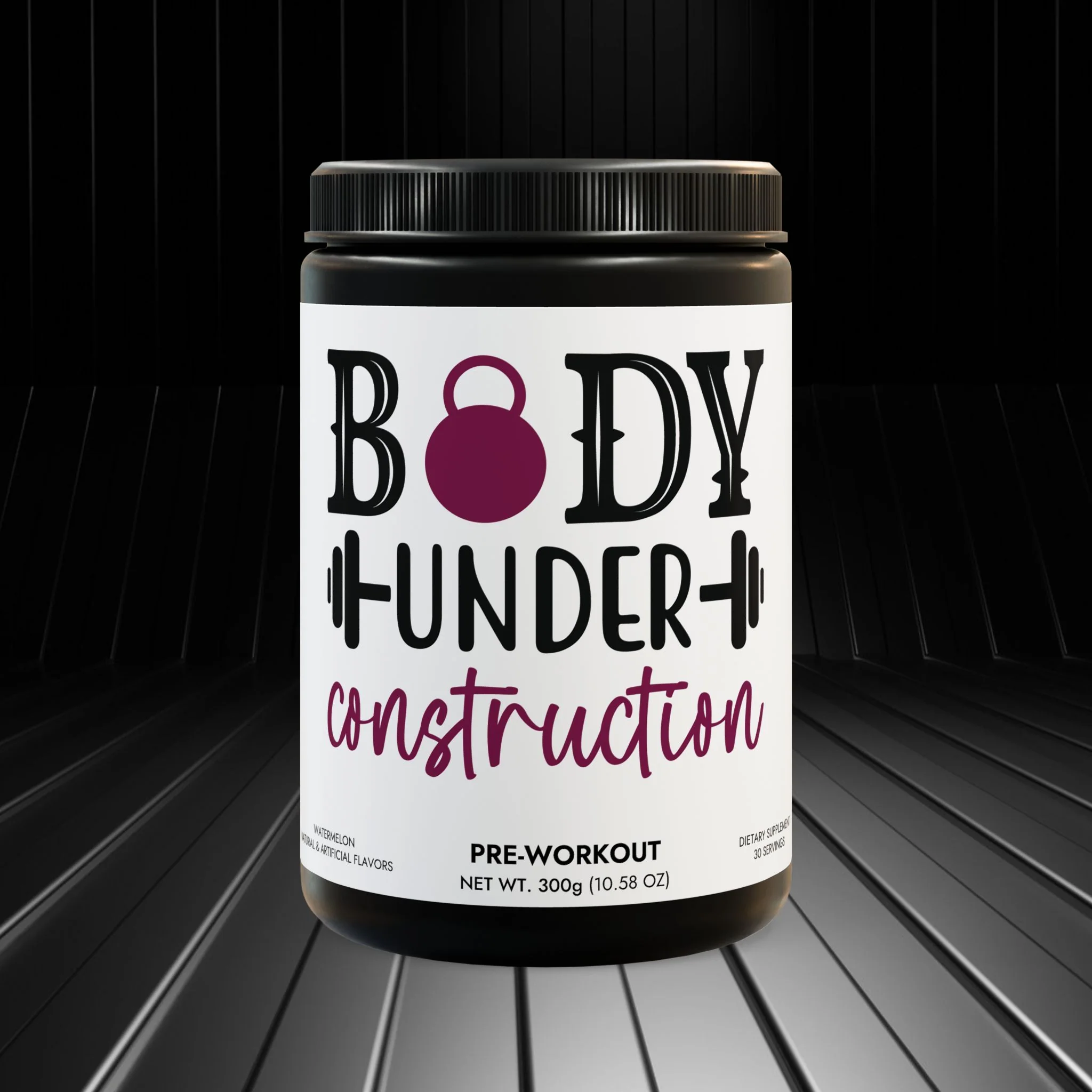 Body Under Construction Pre-Workout Supplement, Watermelon (300g, 10.58oz)