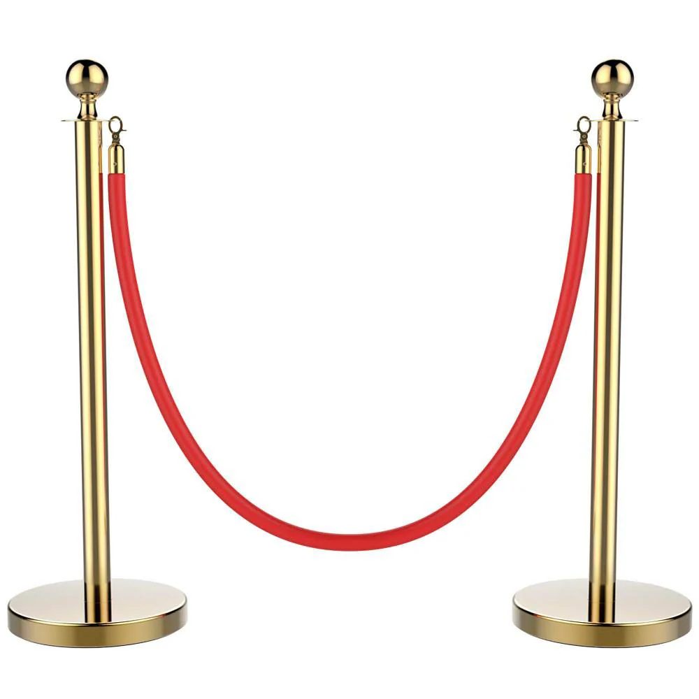 360SPB 360 photo booth Crowd Control Stanchions - 6.5FT Red Velvet Rope & 39.4'' Height | 1 Set（2 Poles+1 Rope）