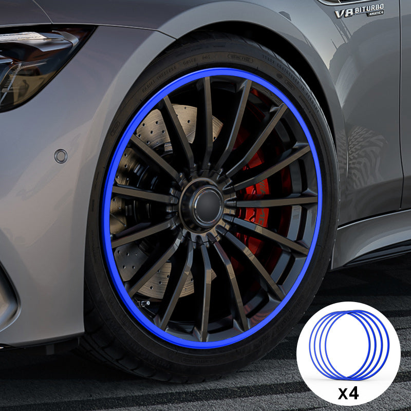 Blue Aluminum Alloy Wheel Rim Protector- Fits All Cars (4pcs）