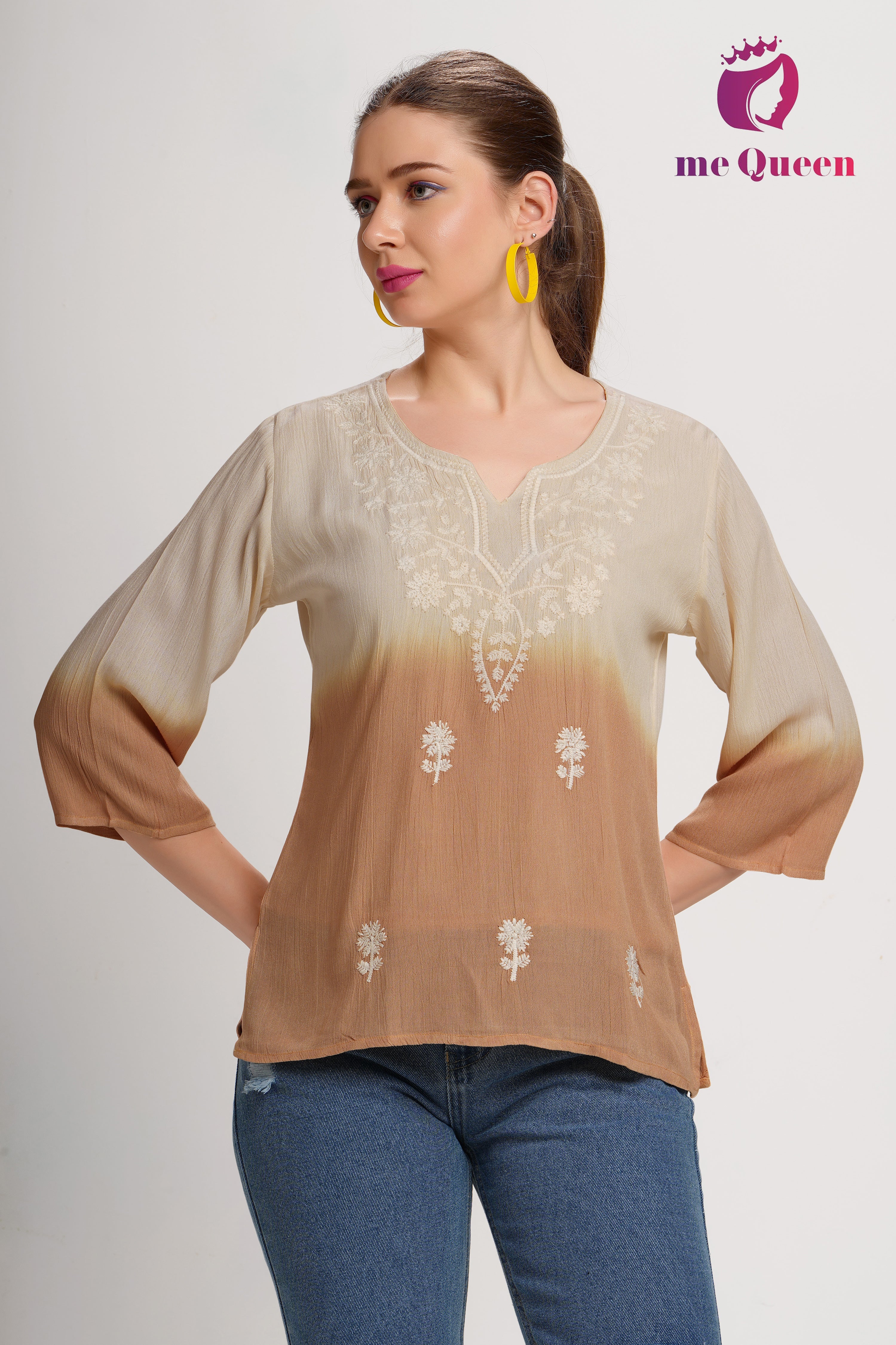 MeQueen's Ombre Top with Delicate Embroidery