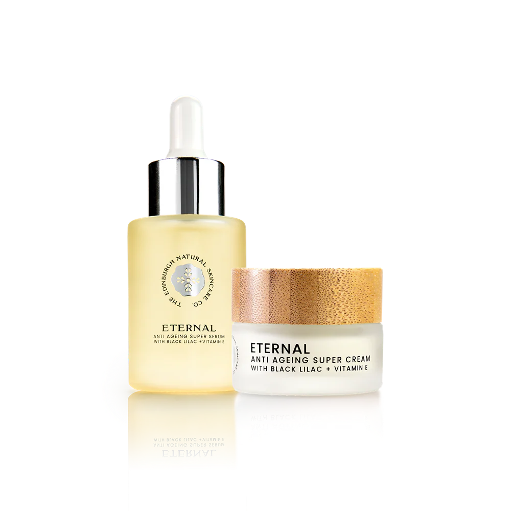 ETERNAL ANTI AGEING SUPER SERUM AND FACE CREAM BUNDLE. WITH BLACK LILAC SEED OIL AND VITAMIN E