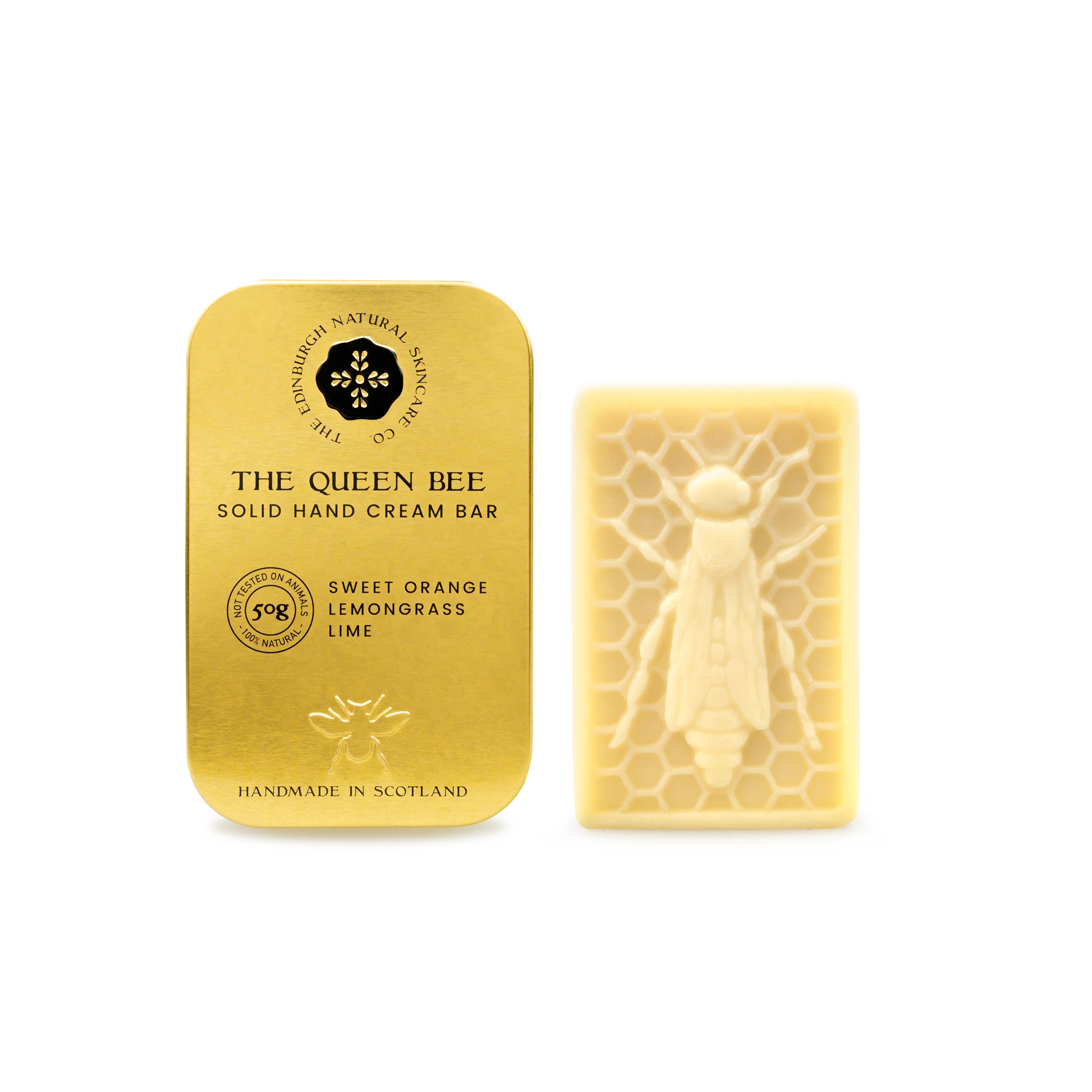 THE QUEEN BEE HAND CREAM BAR. LOVED WORLDWIDE FOR IT'S CITRUS ZING AND BEAUTIFUL GOLD TIN