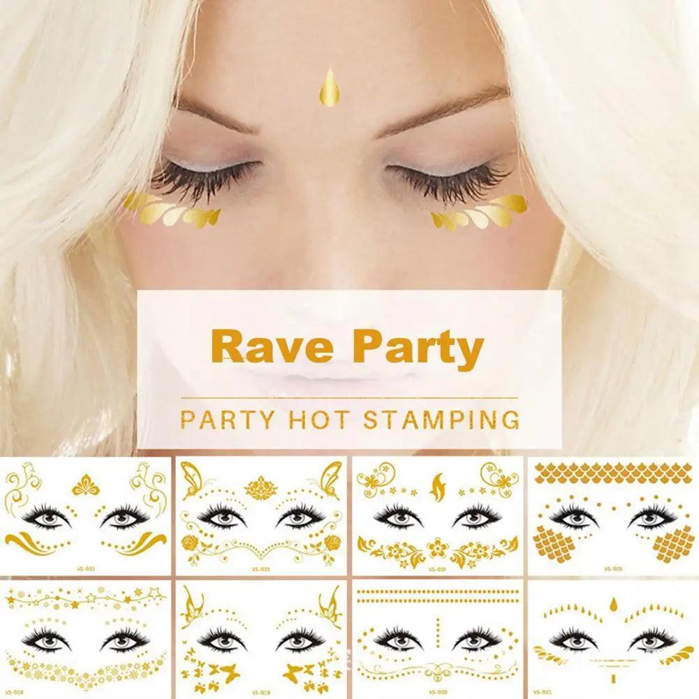 8Pcs/Set Tattoo Sticker Glitter 3D Effect Skin-Friendly Face Temporary Freckle Sticker