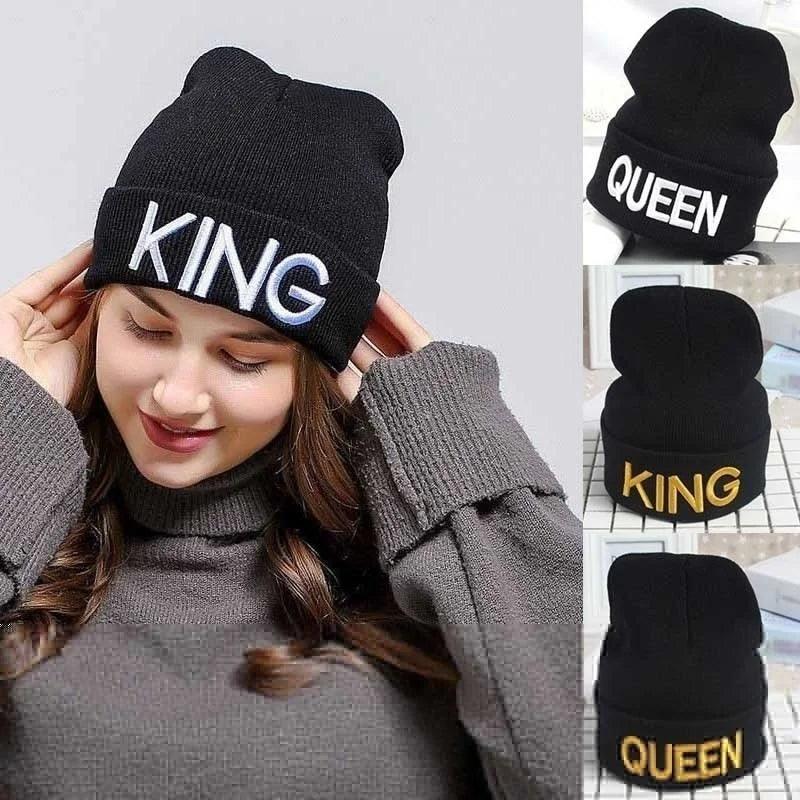 Winter Beanies Hats King Queen Hats Knitted Caps Hats Men Women Cap for Couples Lovers Present hip hop