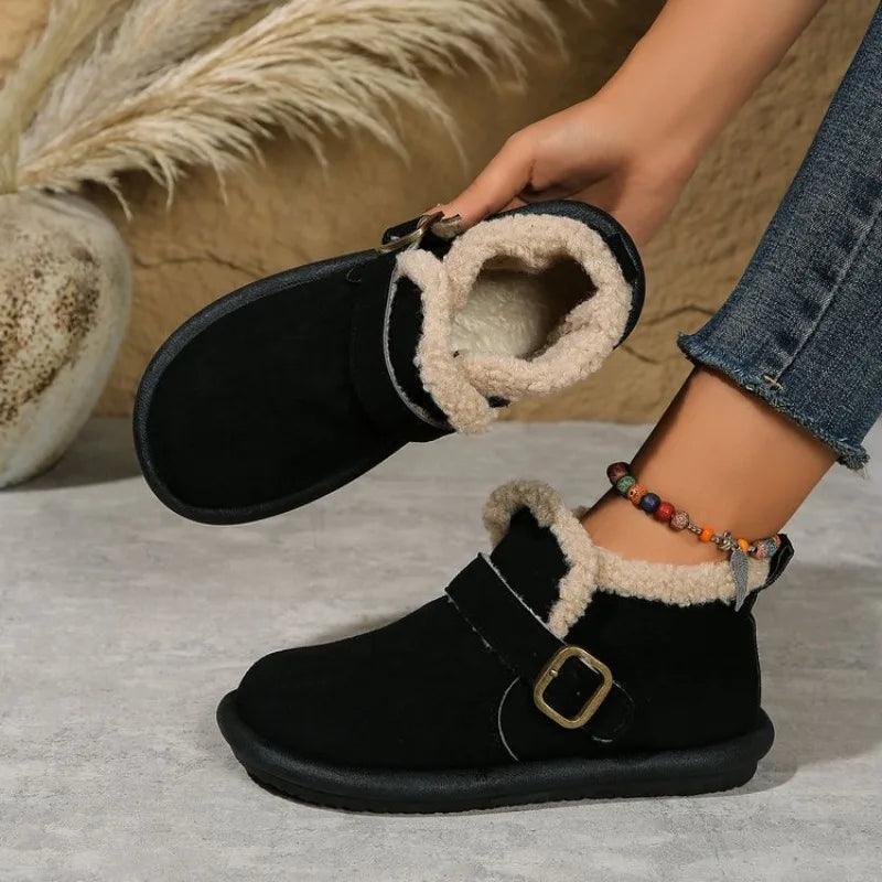 Women Ankle Boots Autumn Winter Fashion Thick Soled Snow Boots Woman 2024 Solid Color Height Increasing Plush Warm Shoes