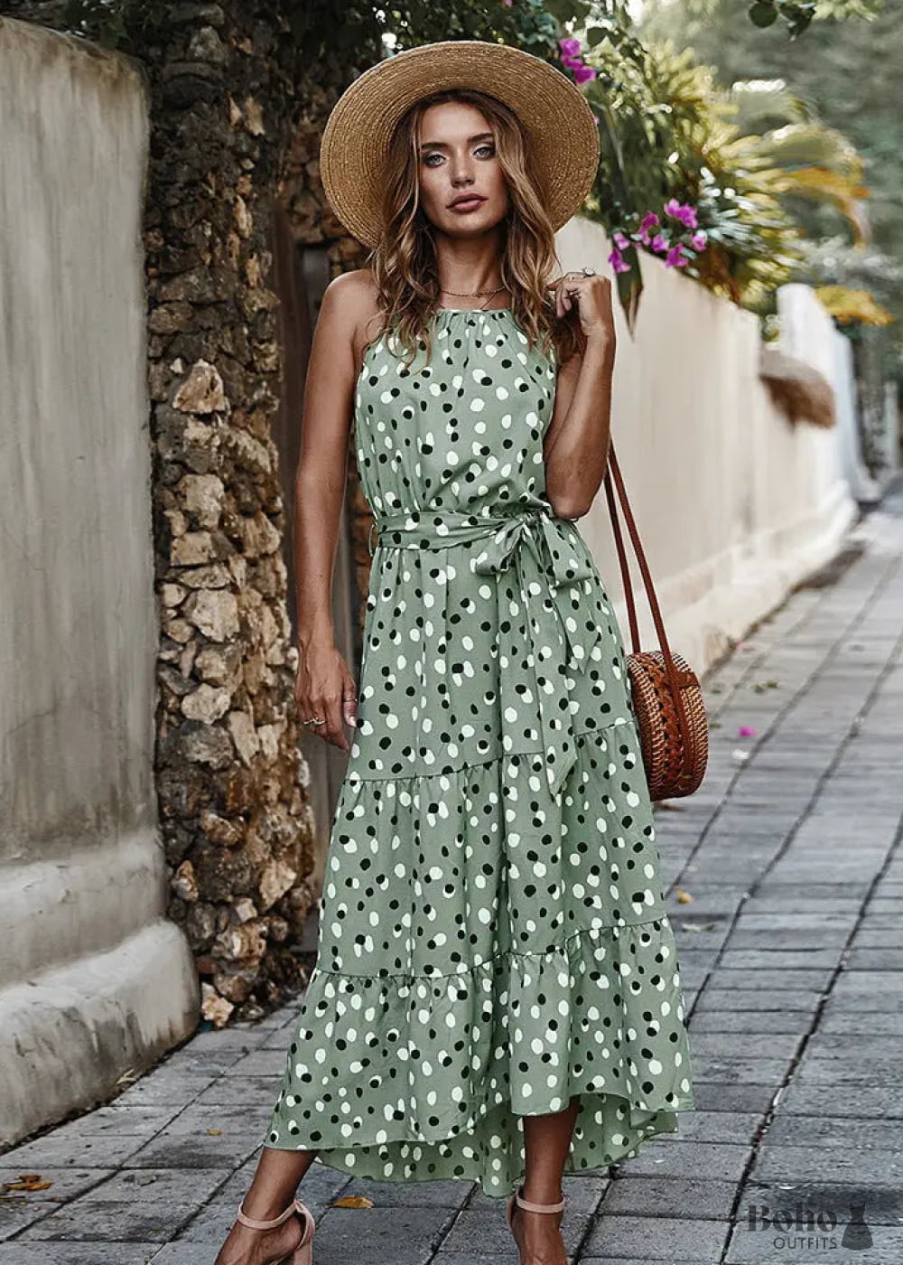 Boho Midi Dress Polka