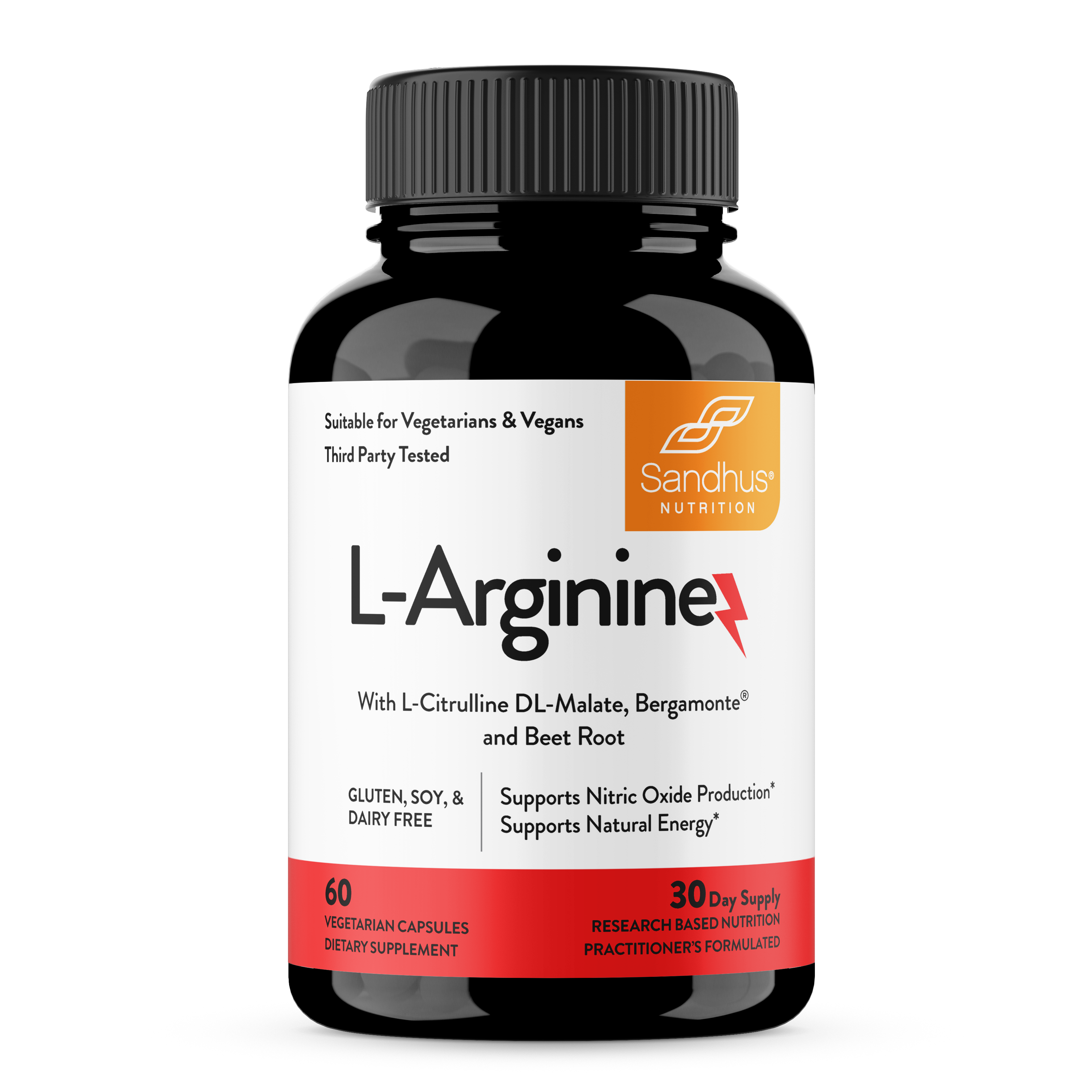 L-Arginine with L-Citrulline DL-Malate, Bergamonte® & Beetroot Powder Capsules 60 Ct