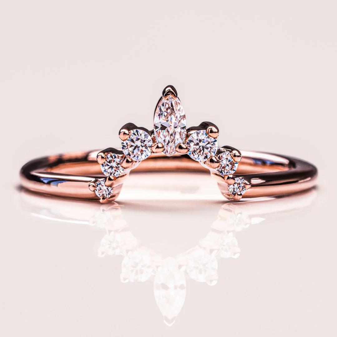 Moissanite 0.95 CT Marquise Cut Diamond Art Nouveau Wedding Band
