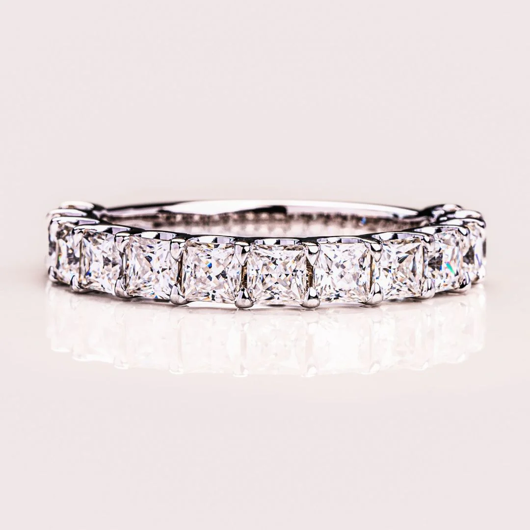 Moissanite 3.40CT Princess Cut Diamond Mid-Century Anniversary Band