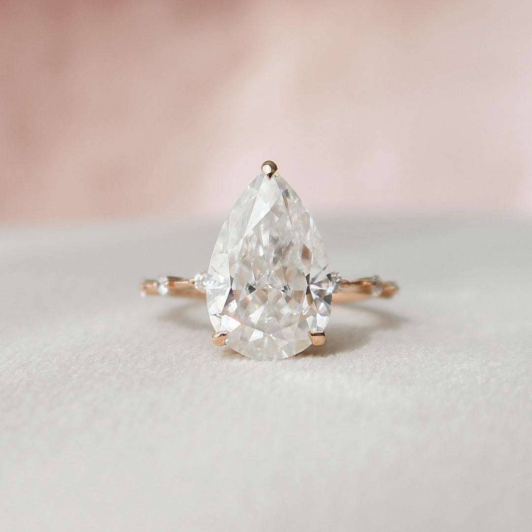 Moissanite 4.00 CT Pear Diamond Victorian Engagement Ring