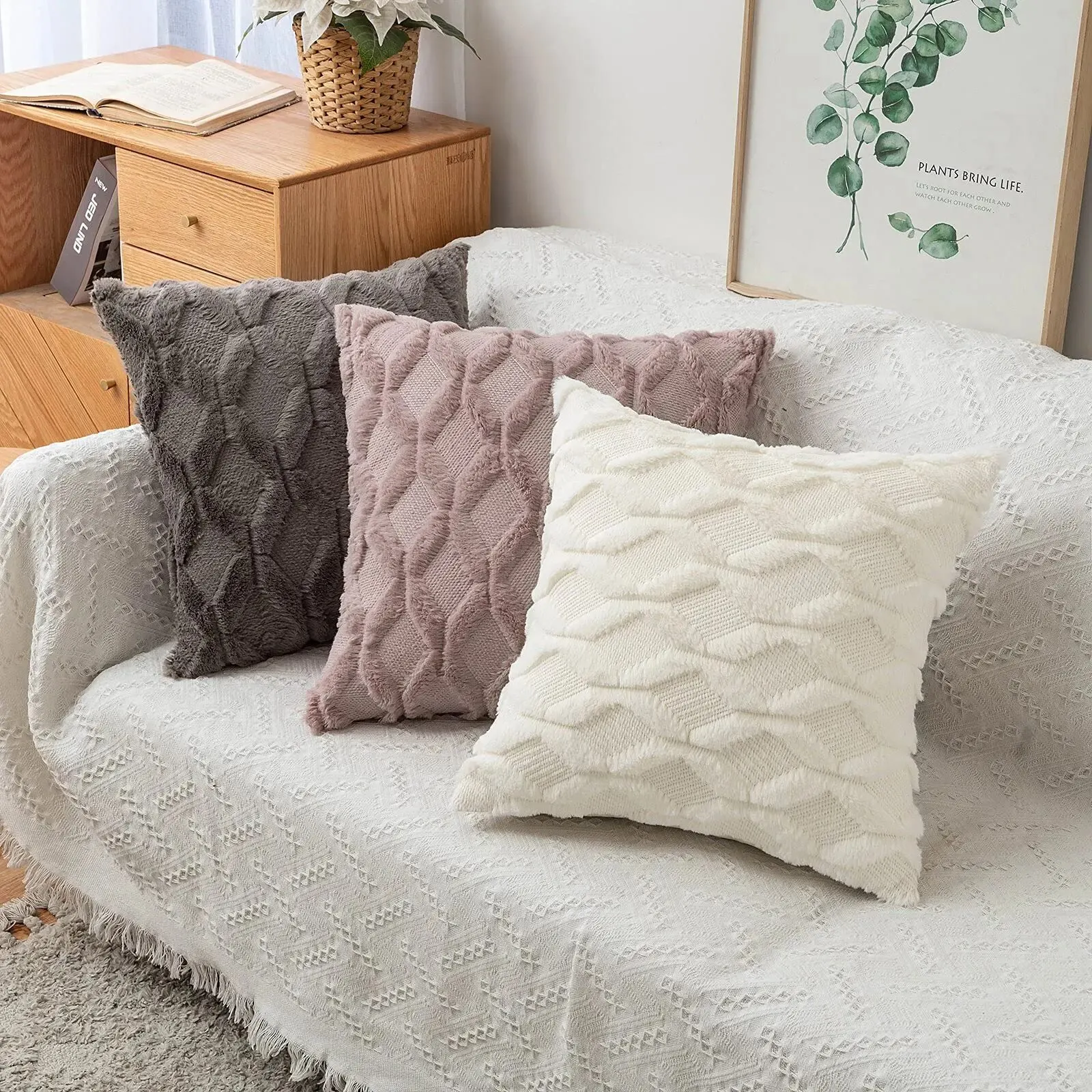 Soft Decor Plush Pillow Cozy Cushion Cover