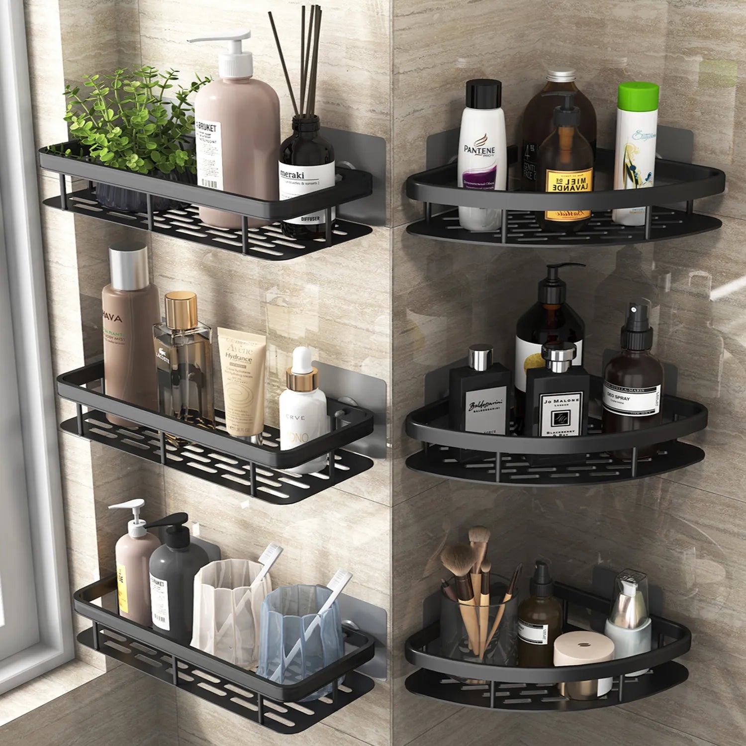 Bathroom Shelf Storage Organizer Aluminum Alloy Shampoo Rack Shower