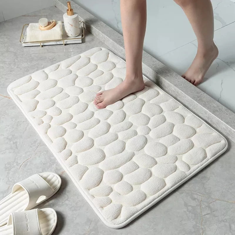 Non-slip Bathroom Carpets Cobblestone Embossed memory foam