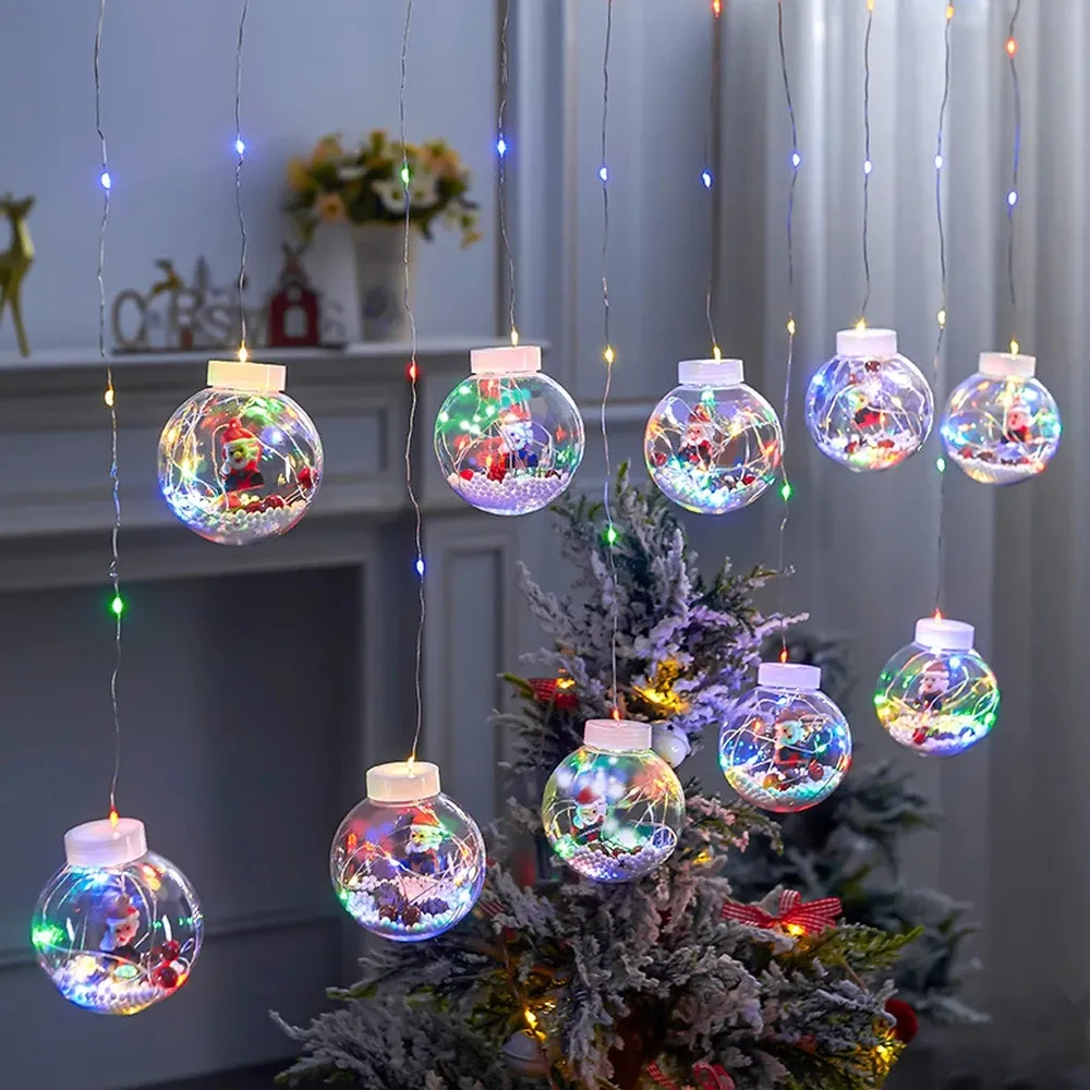 Christmas Tree Santa Garland Led Curtain Light