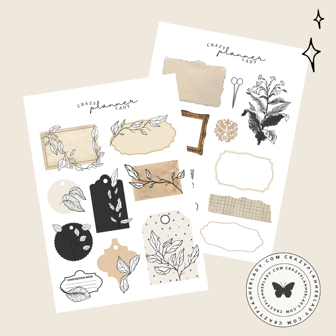 Modern vintage stickers pack