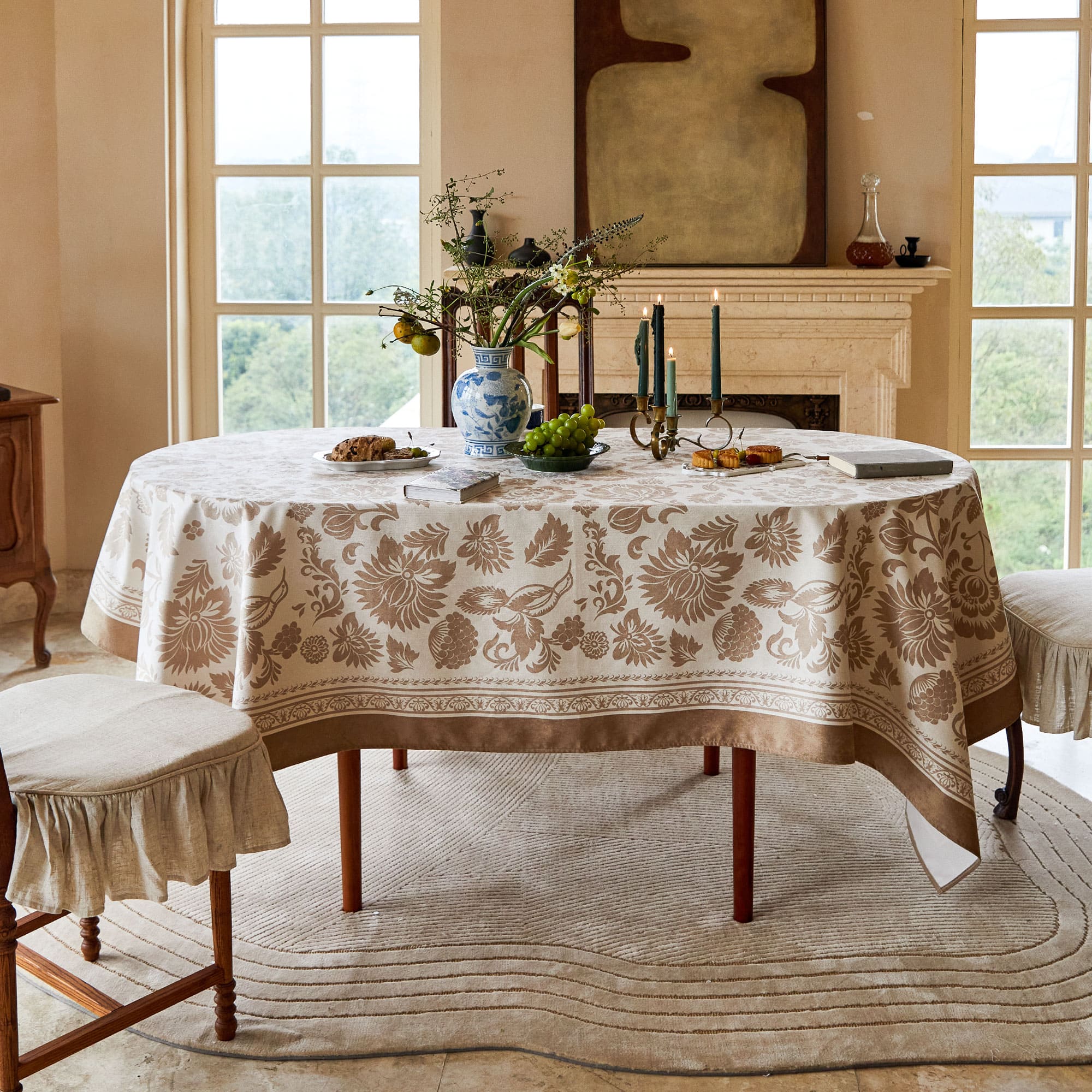 Eleanor Elegant Classic Plant Printed Tablecloth