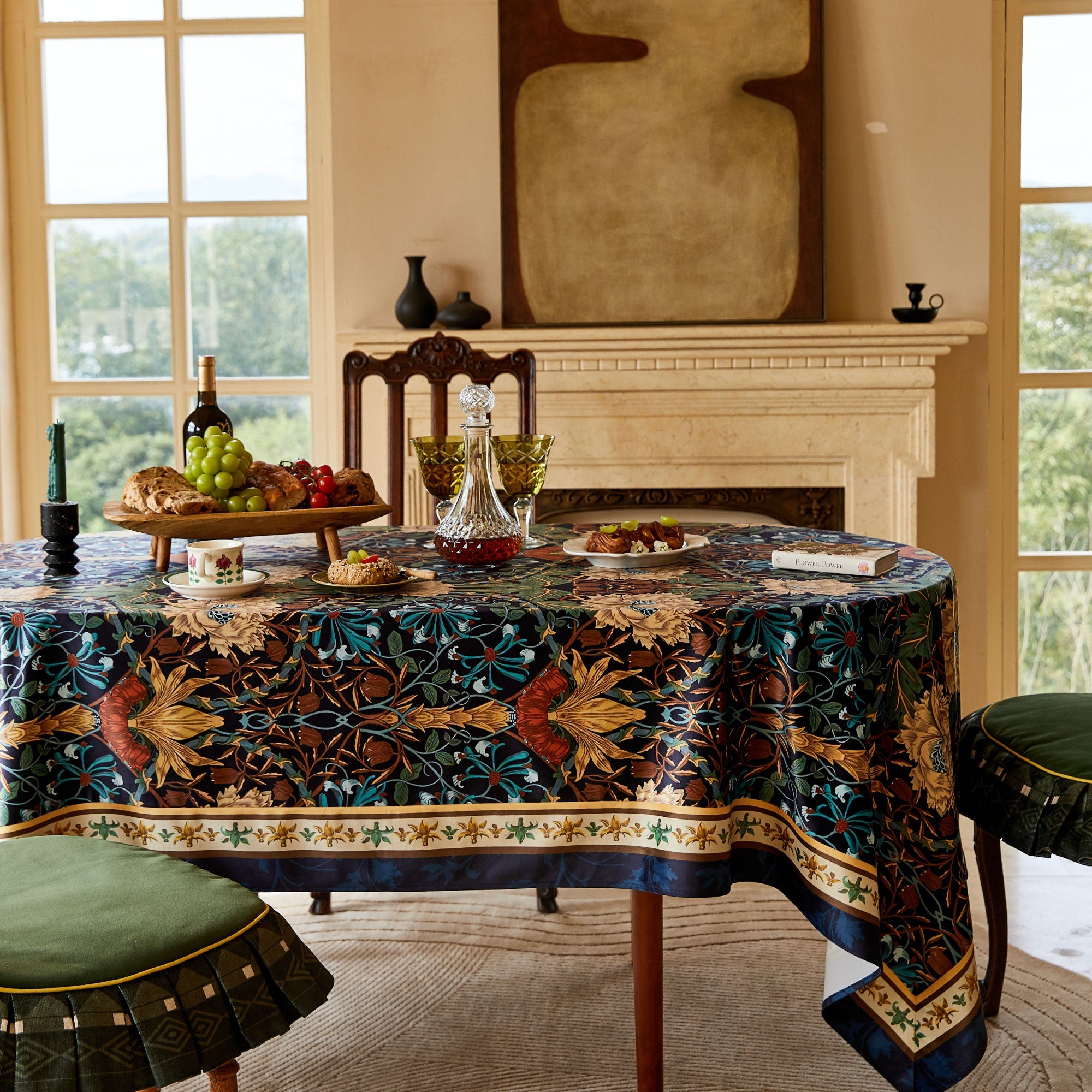 Baroque Custom Retro William Morris Floral Printed Tablecloth