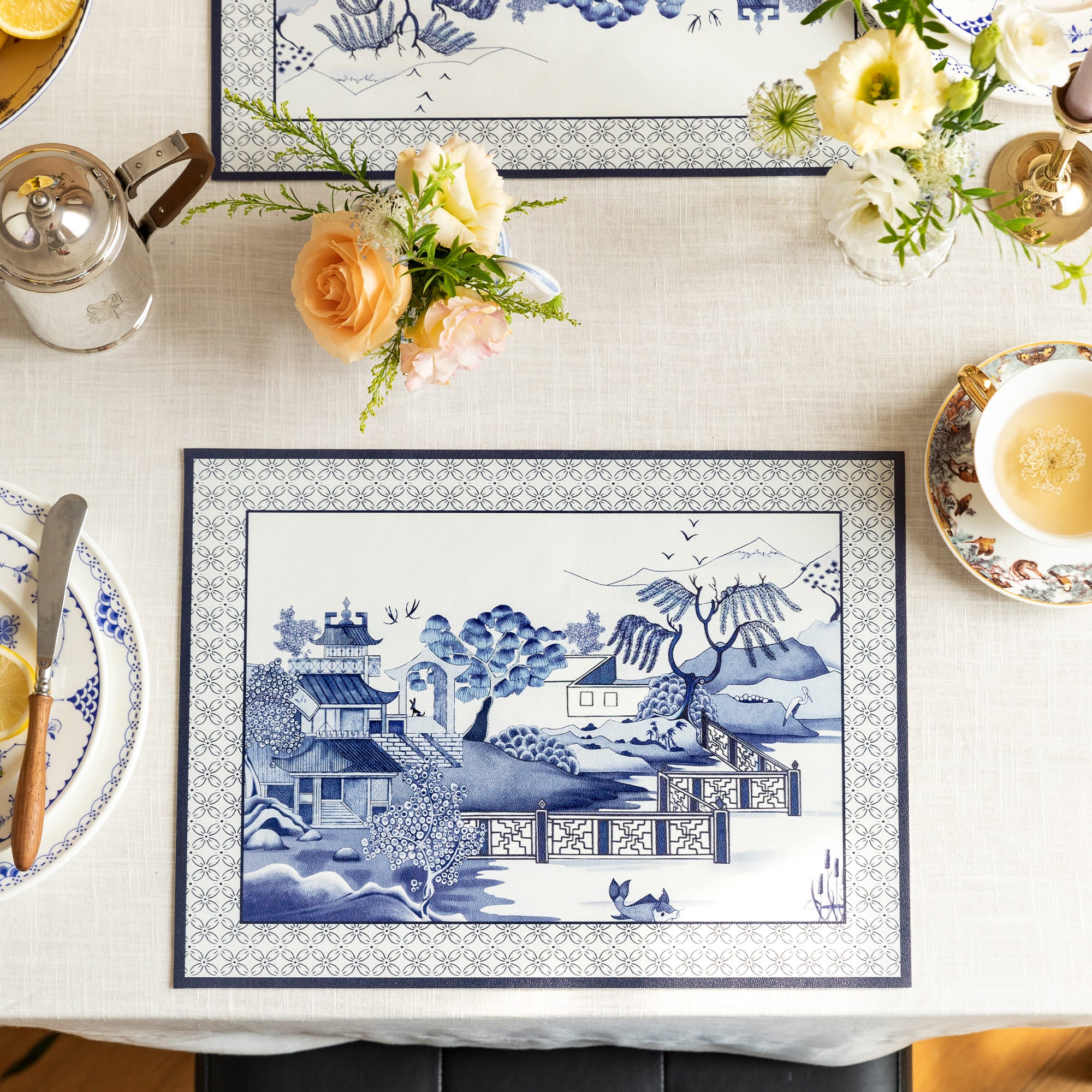 Serena Blue Porcelain Houses Pattern Placemat