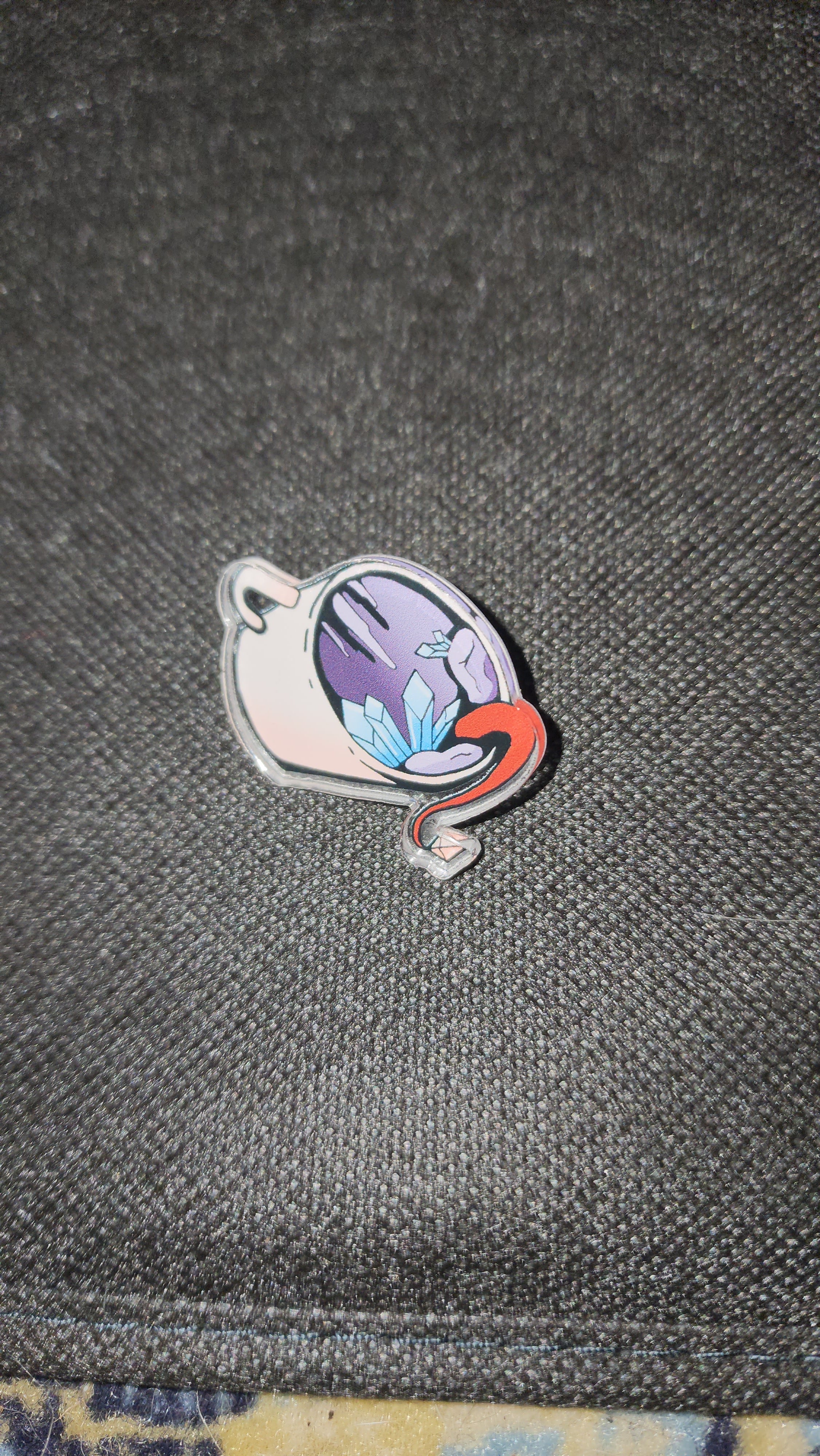 Dragon in hidding cup acrylic pin