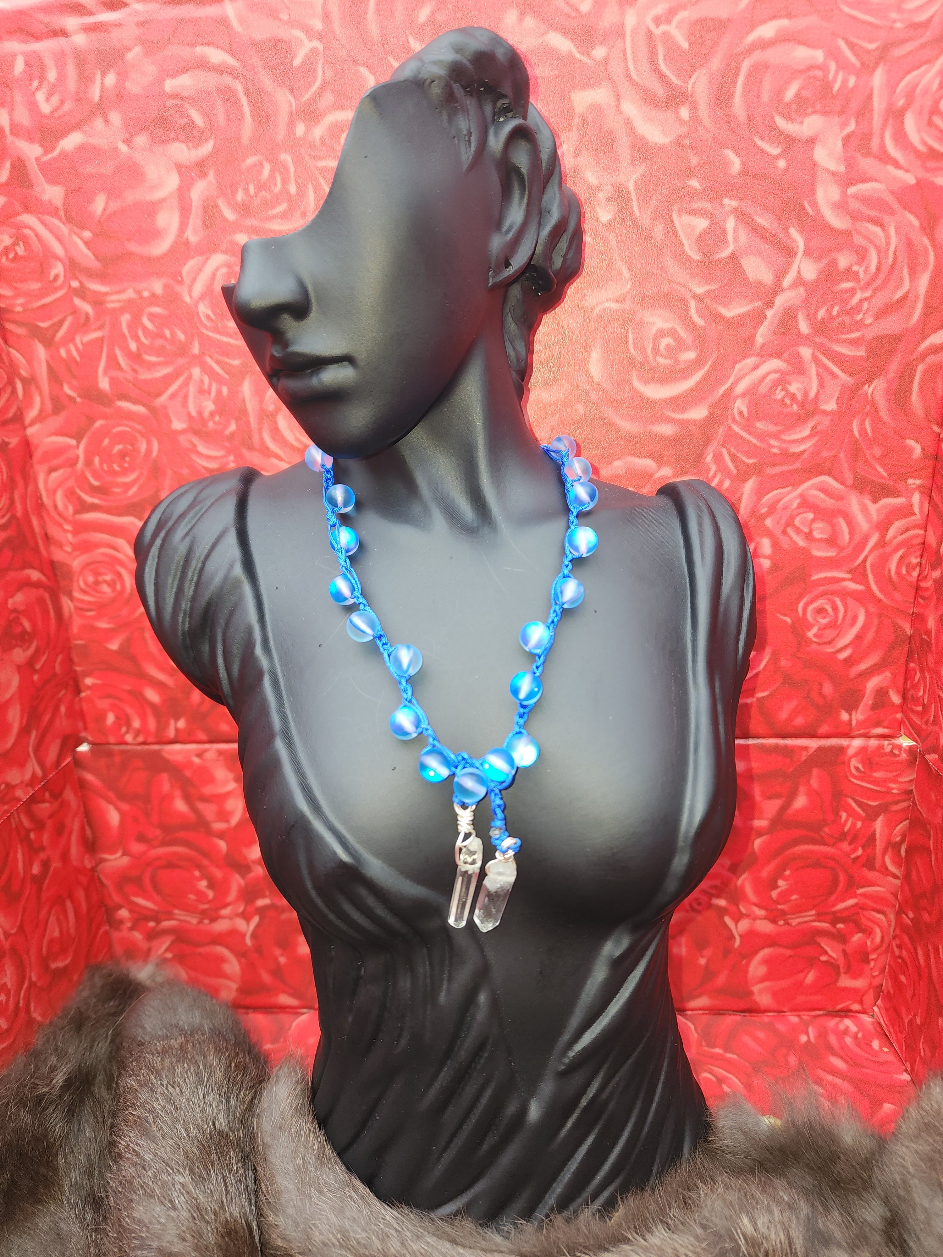 Hand-made Blue mermaid glass boho bracelet wrap