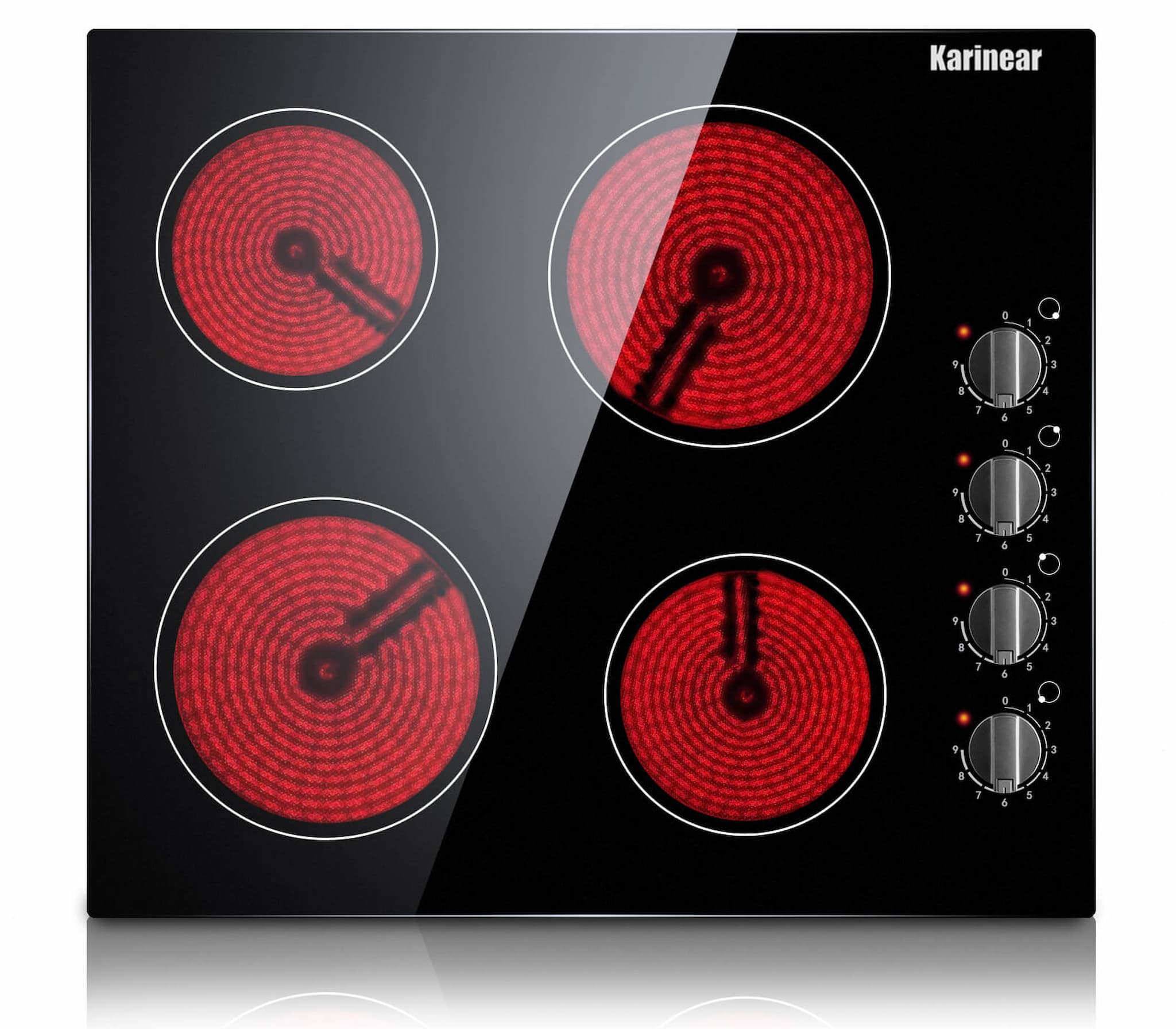 Karinear 24 Inch 4 Burner Knob Control Electric Ceramic Cooktop