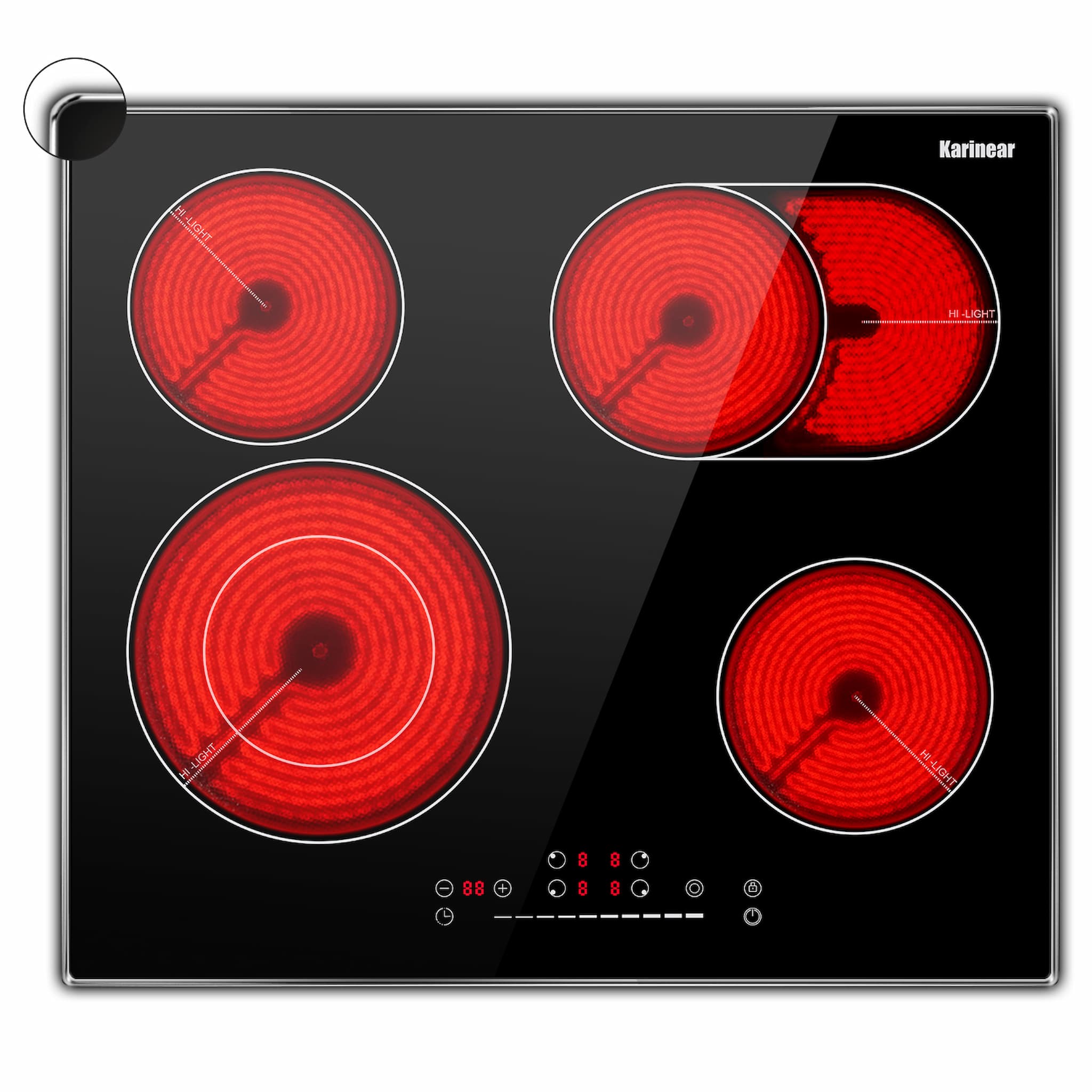 Karinear 24 Inch 4 Burner ‎Multifunctiona Electric Ceramic Cooktop-Slider Touch Control