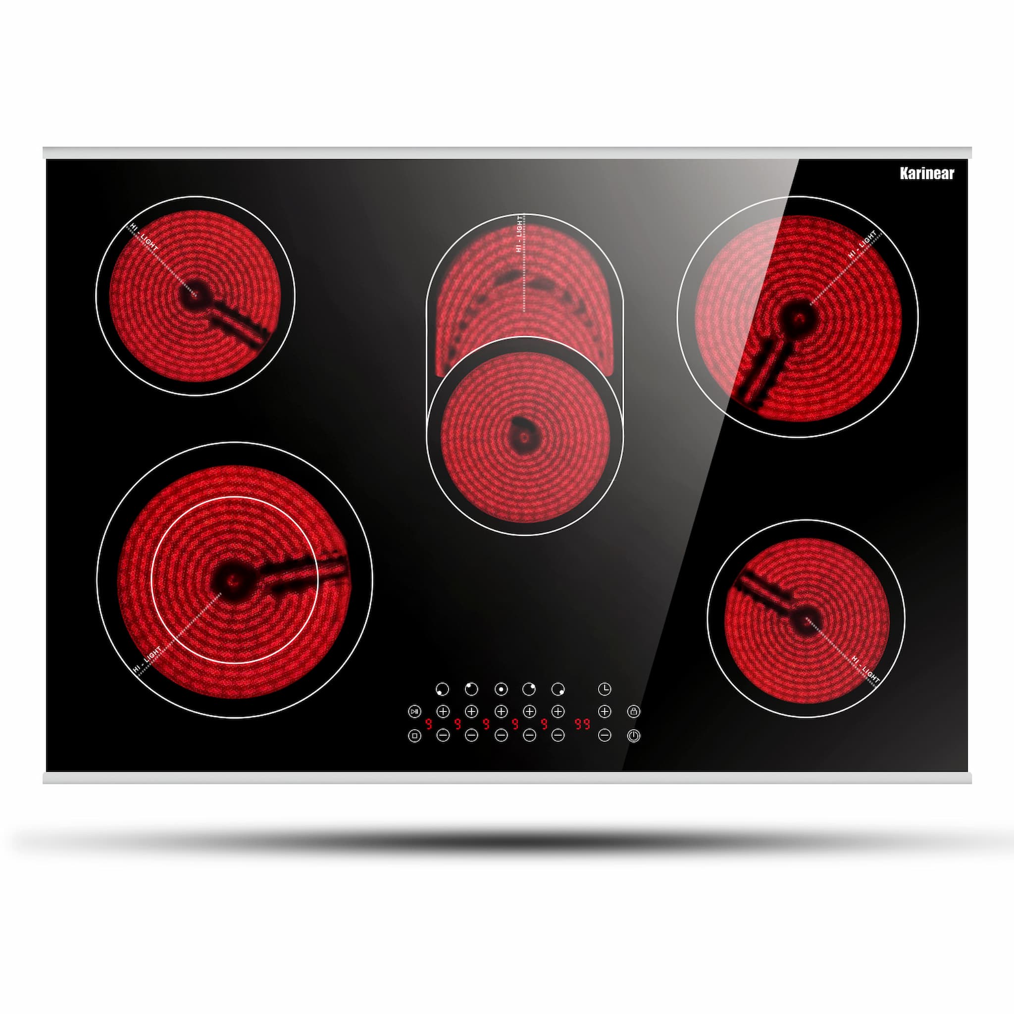 Karinear 30 Inch 5 Burner Drop-in Electric Ceramic Cooktop-Sensor Touch Control