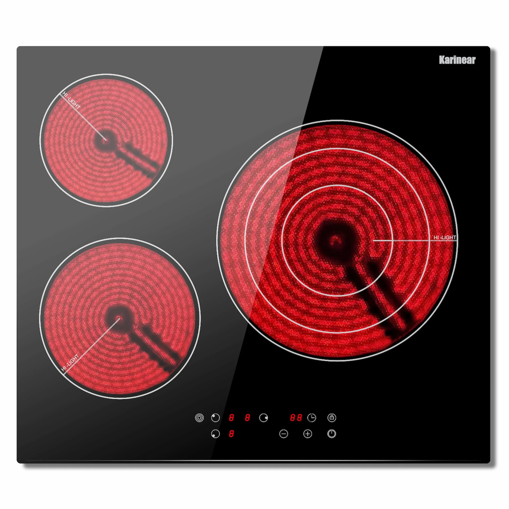 Karinear 24 Inch 3 Burner Built-in Electric Ceramic Cooktop-Sensor Touch Control