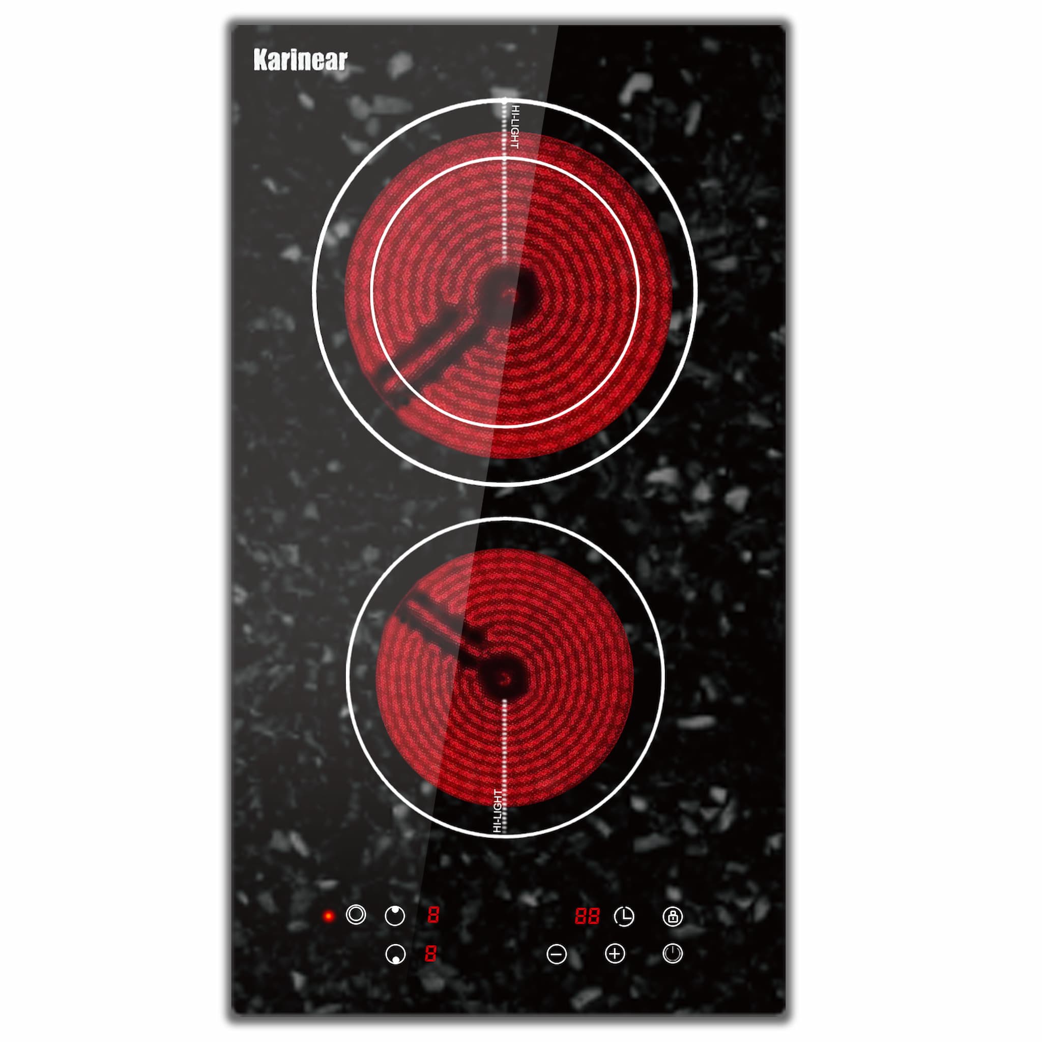 Karinear 12 Inch 2 Burner Drop-in Electric Ceramic Cooktop - Marble Pattern