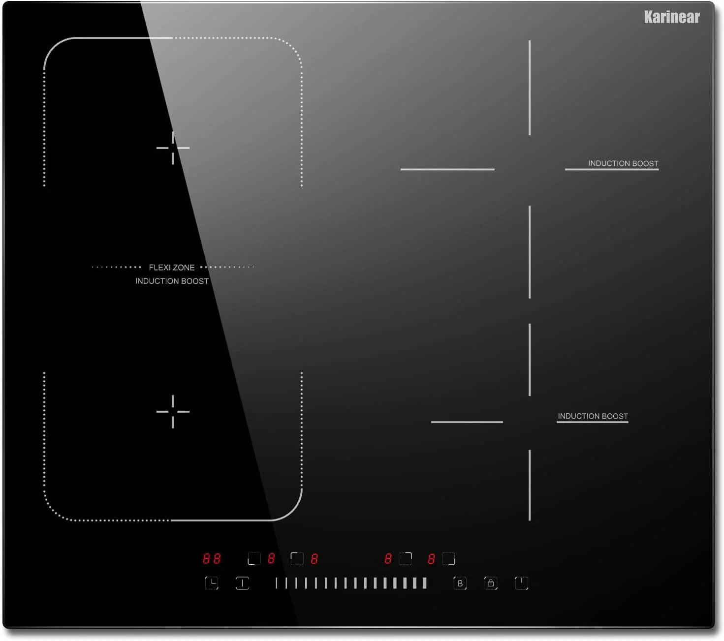 Karinear 24 Inch 4 Burner 7400W Built In Induction Cooktop