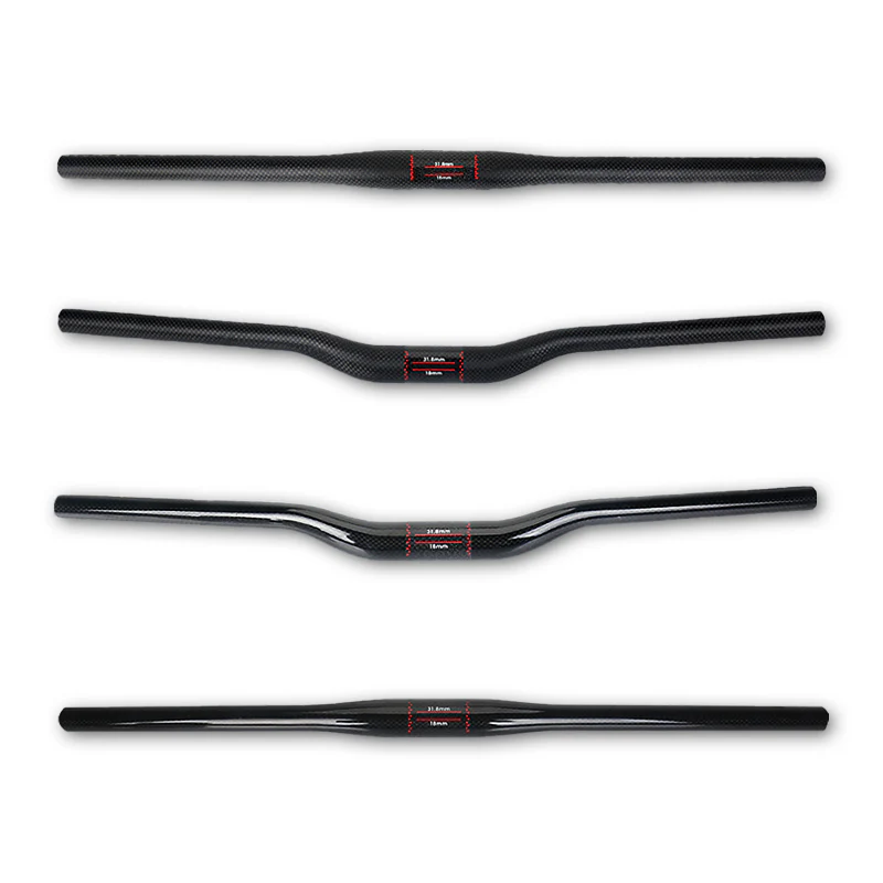 HUGEOAKS Full Carbon Fiber MTB Handlebar, 31.8mm Mountain Bike Handlebars, 580-700 mm Riser/Flat Bars, 3K Glossy Handlebars Suitable for Most Mountain Bike, Cross Country Bike