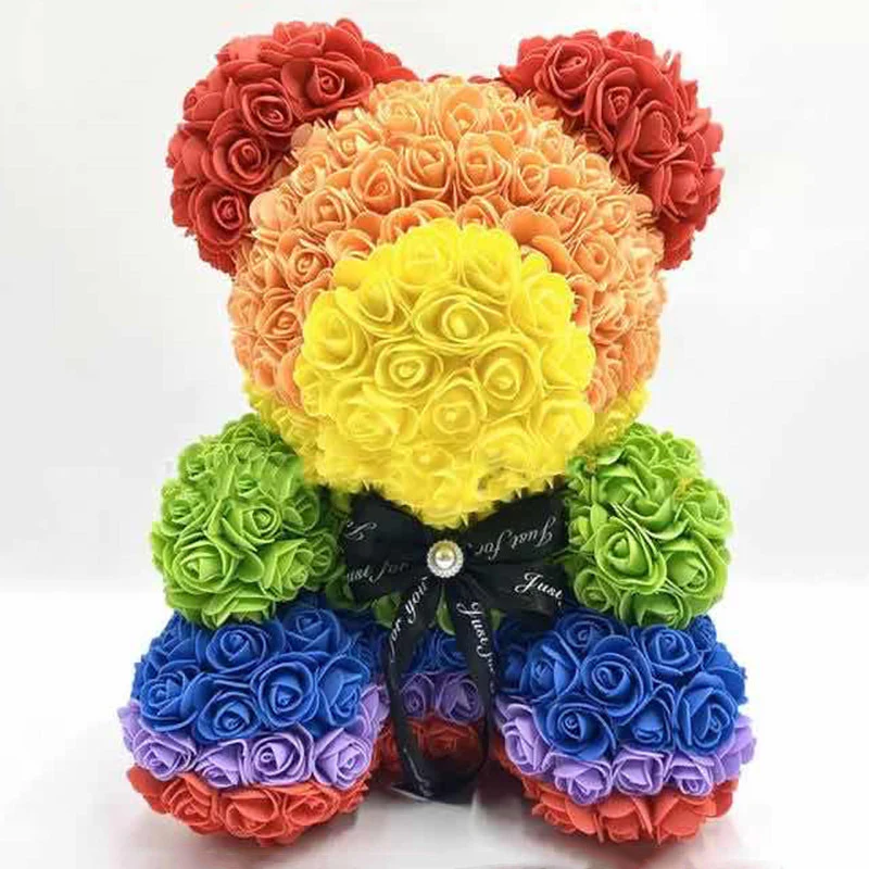 40cm  Preserved Flower Rose Bear