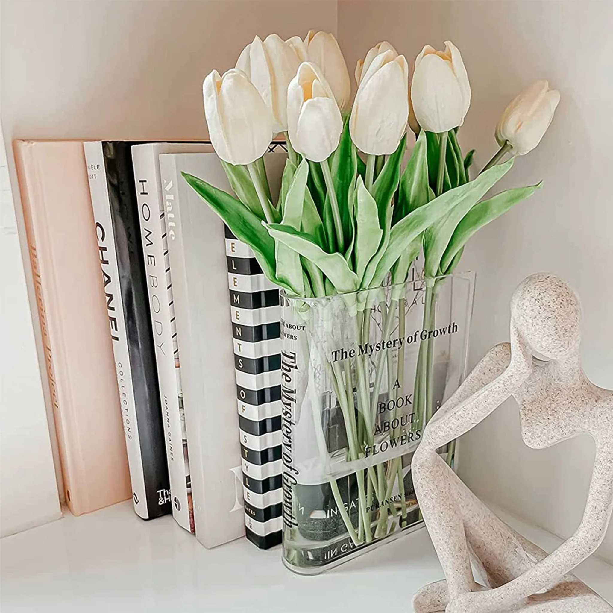 Acrylic Bookend Vase for Flowers - Elegant Home Office Decor