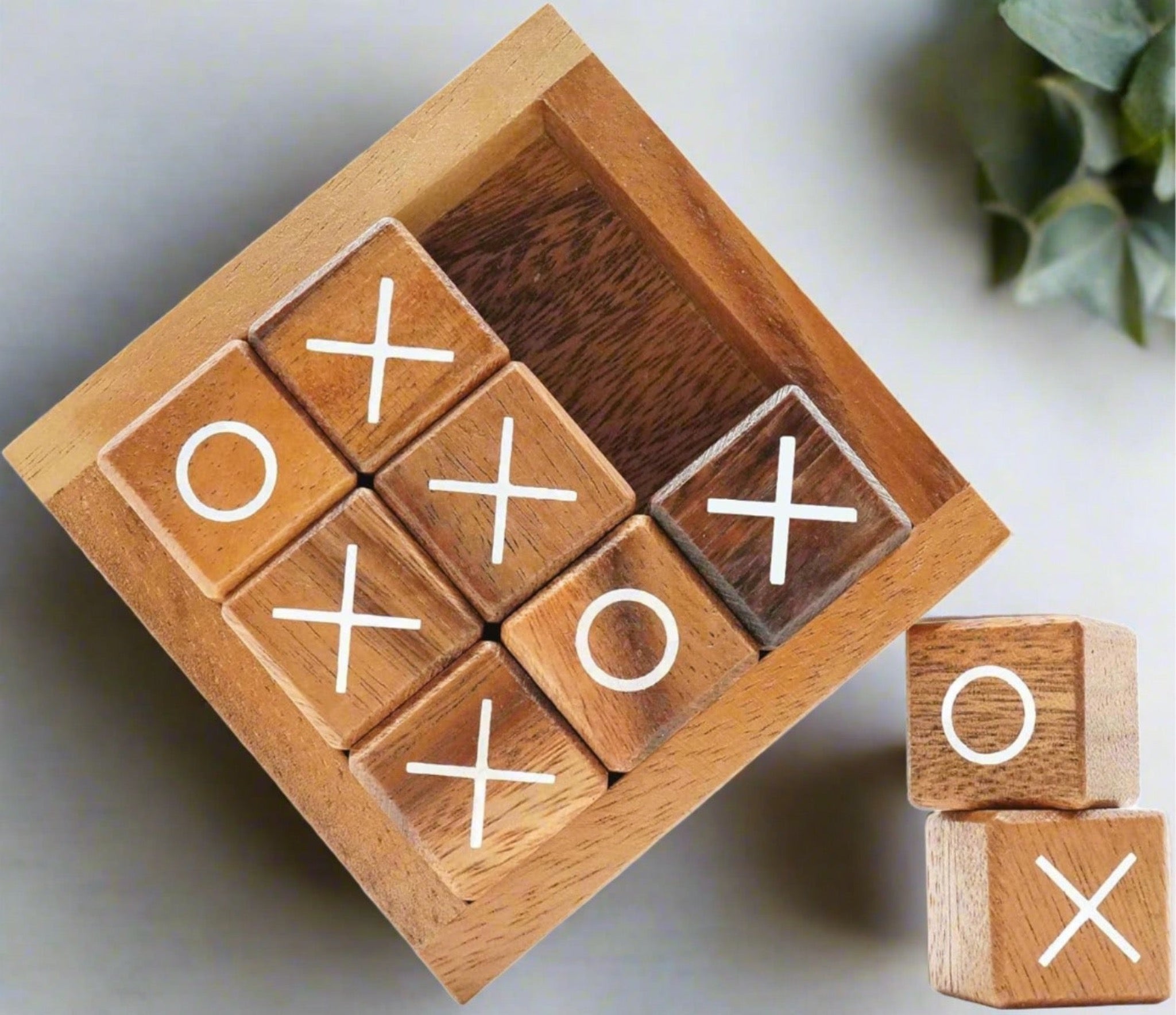 Rustic Wood Tic Tac Toe Board Game for Family Game Night - 4 Inch Size