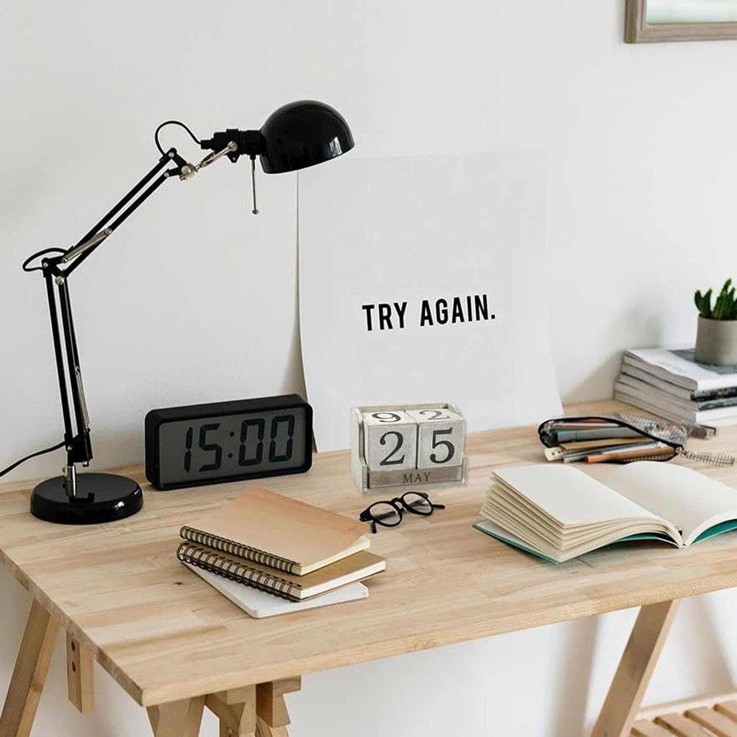 Wooden Perpetual Block Calendar - Rustic Desk & Farmhouse Decor