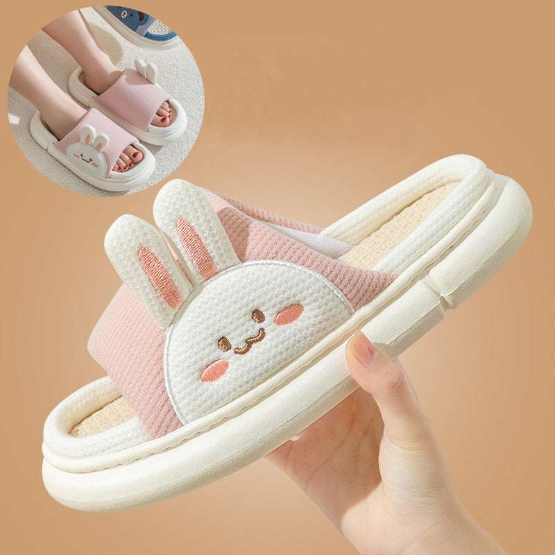 Cute Rabbit Slippers For Womens Autumn Cartoon Flip Flops La