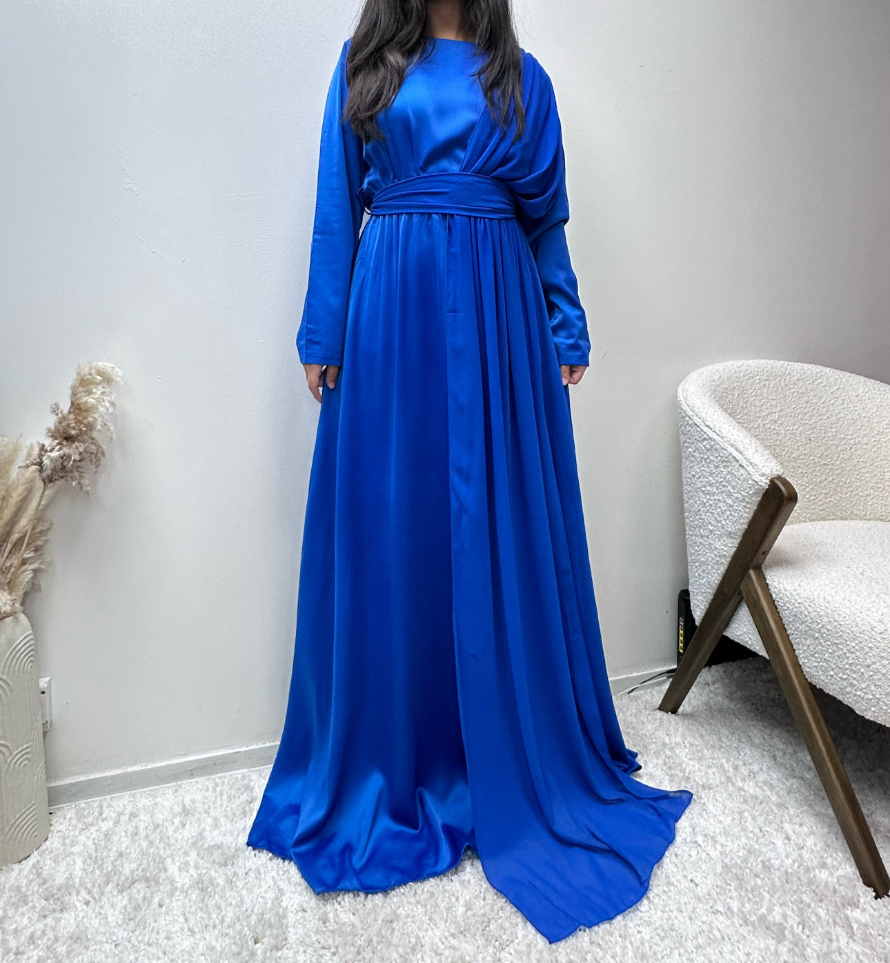 Robe de Soirée Bleu Roi en Satin Inaya