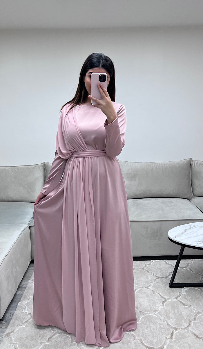 Robe de Soirée en Satin Inaya Rose