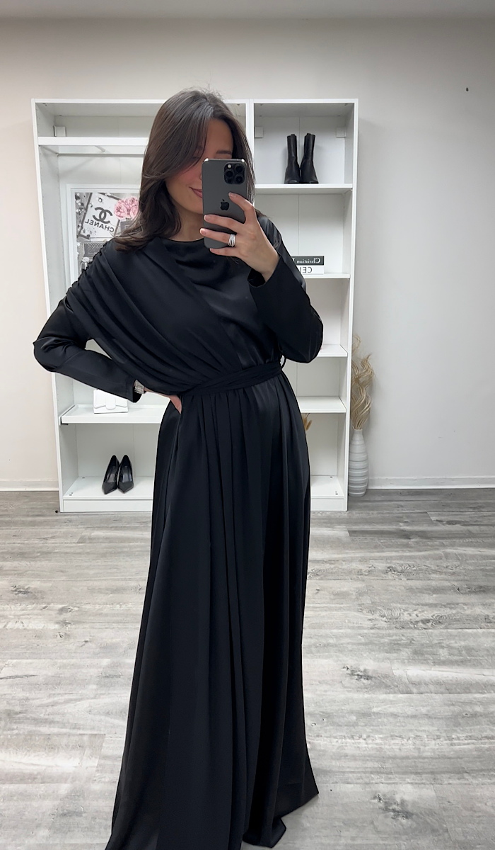 Robe de Soirée en Satin Inaya Noire