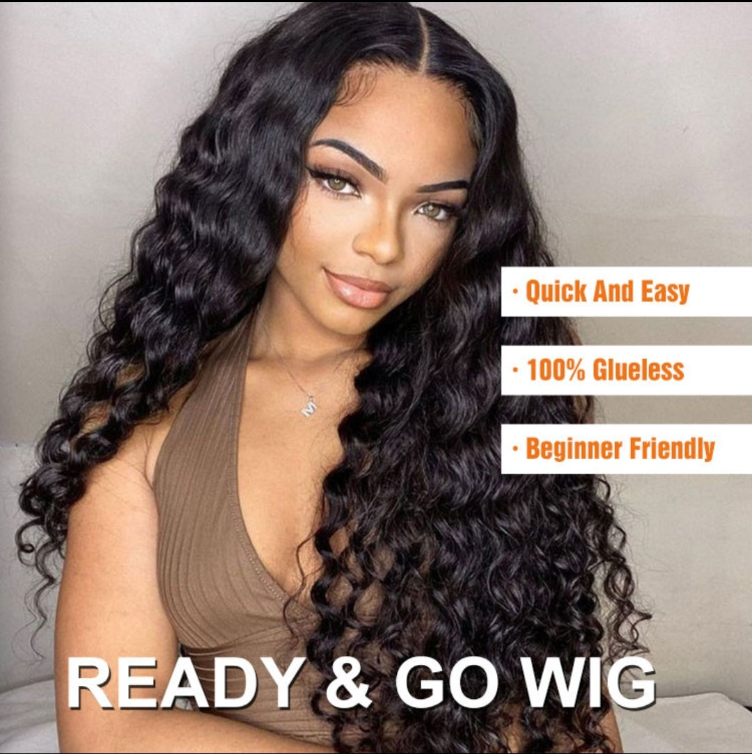 Ready And Go Wig-Loose Deep Wave HD Glueless Lace Closure Human Hair Wigs Pre Cut