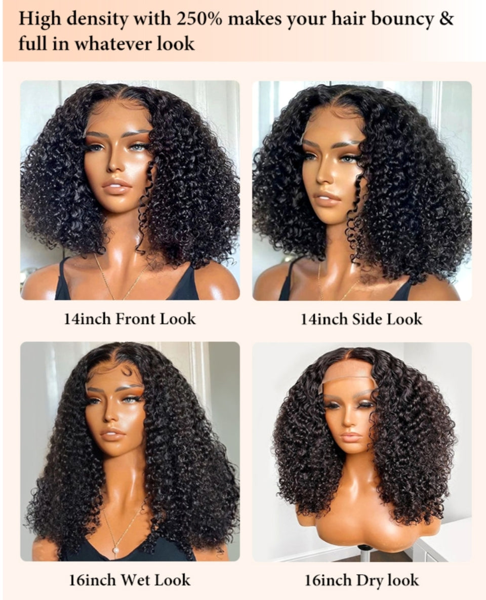 VIP luxury hair club Ready & Go 250% Density Popping Curly HD Lace Front Wigs Medium Length Human Hair Wigs