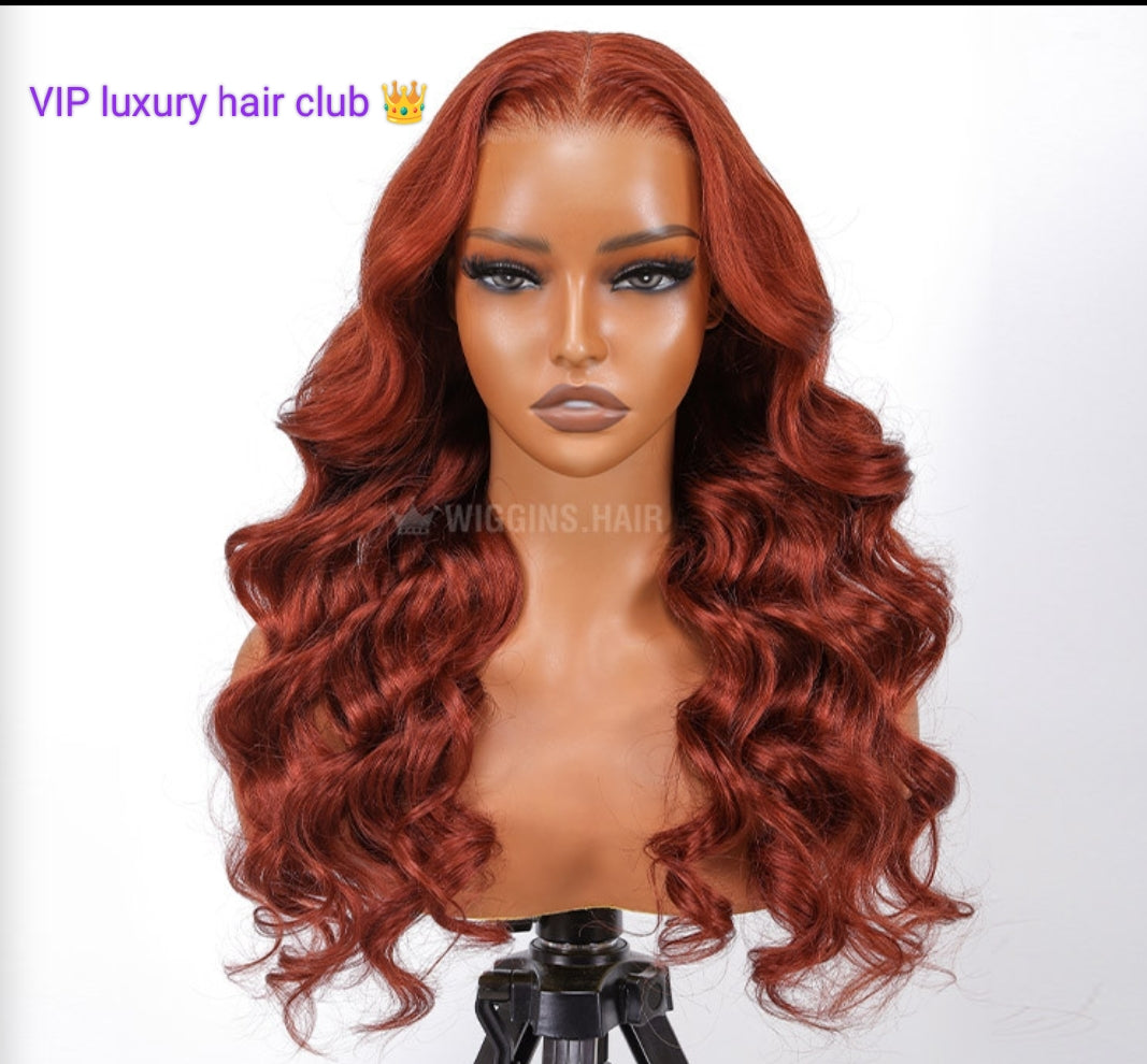 16 inch Ready & Go Maple Red 7x5 Pre Cut Lace Wig Body Wave Glueless Red Human Hair Wigs