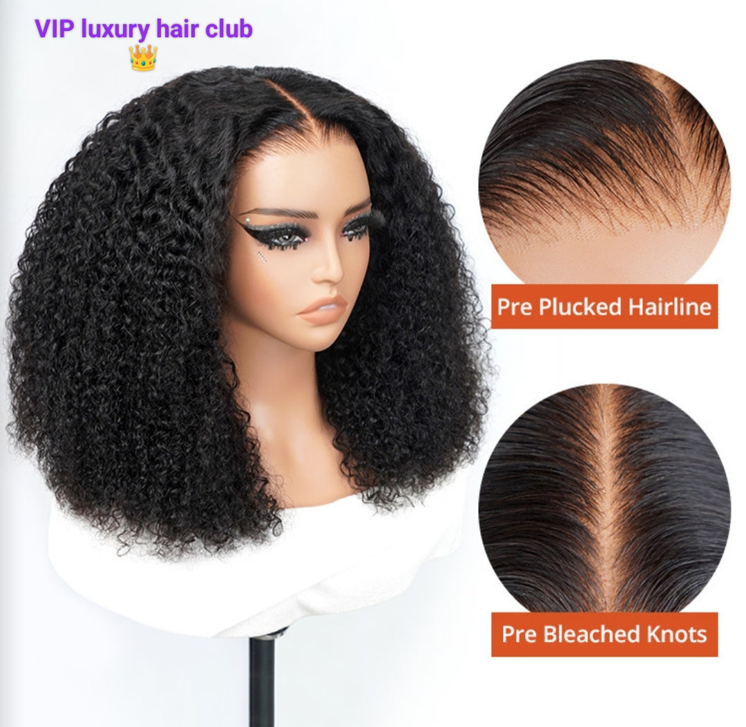 14 inch Ready & Go 250% Density Popping Curly HD Lace Front Wigs Medium Length Human Hair Wigs