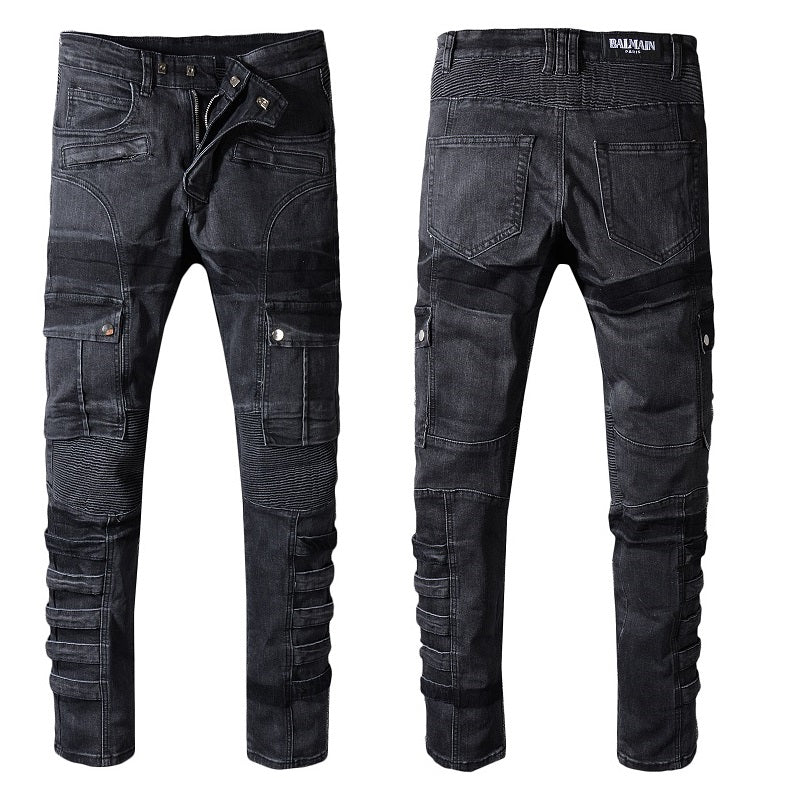 Men's Balmain jeans tapered distressed straight-leg pants