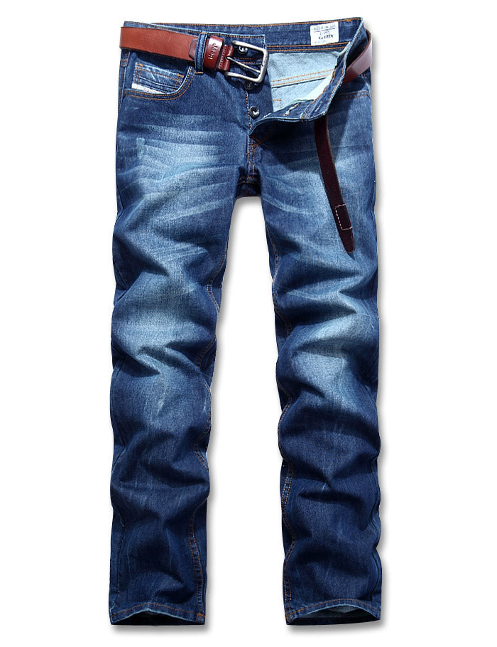 Men's DSL Jeans Dark Blue Distressed Slim Straight Pants